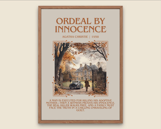Ordeal By Innocence by Agatha Christie Descriptive, High Quality Poster Print.Free Delivery Wall Art. Author & Blurb Book Artwork Cover Gift