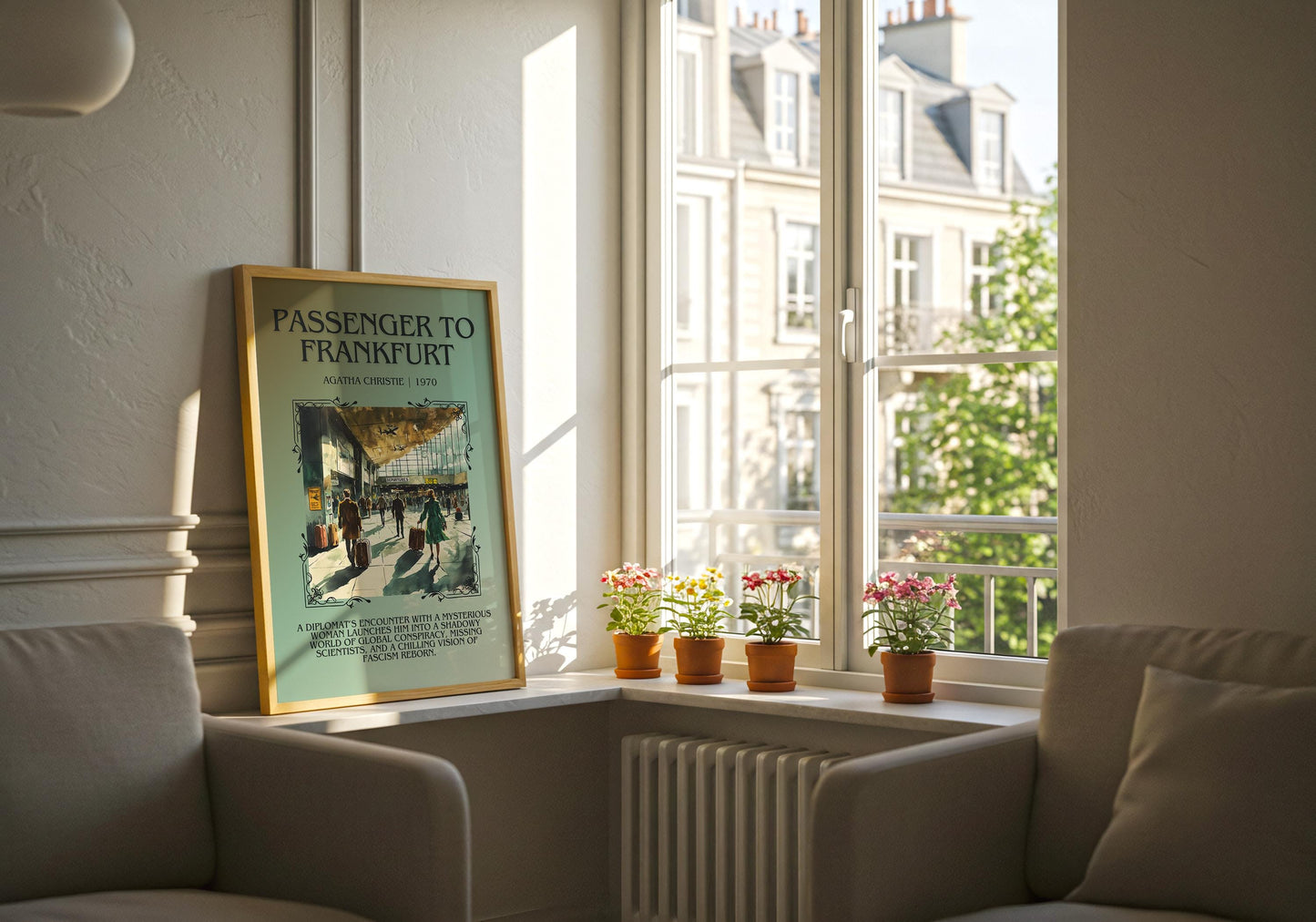 Passenger To Frankfurt by Agatha Christie Descriptive, High Quality Poster Print.Free Delivery Wall Art. Author & Blurb Book Artwork Cover