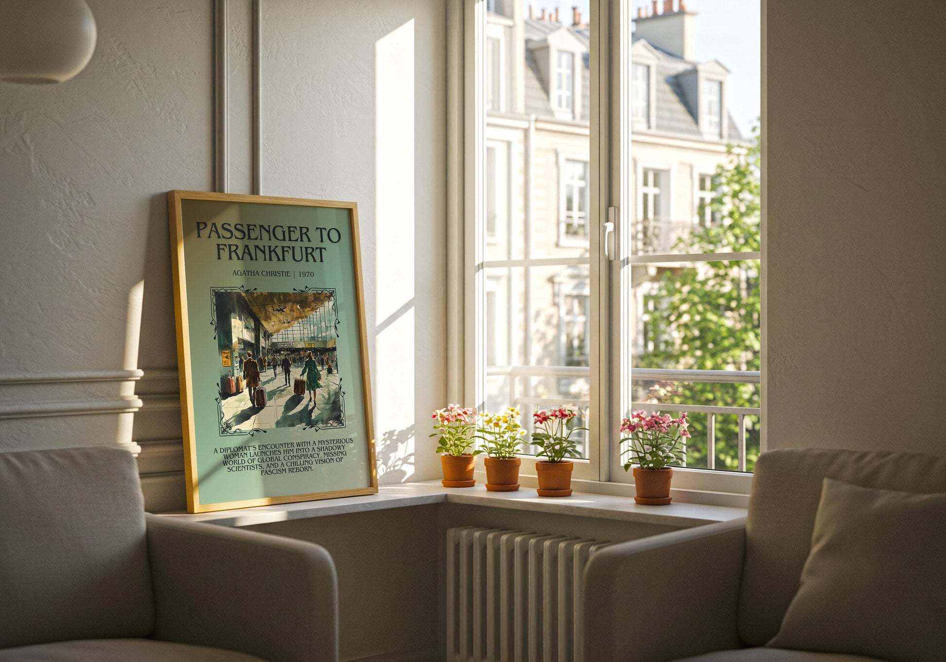 Passenger To Frankfurt by Agatha Christie Descriptive, High Quality Poster Print.Free Delivery Wall Art. Author & Blurb Book Artwork Cover