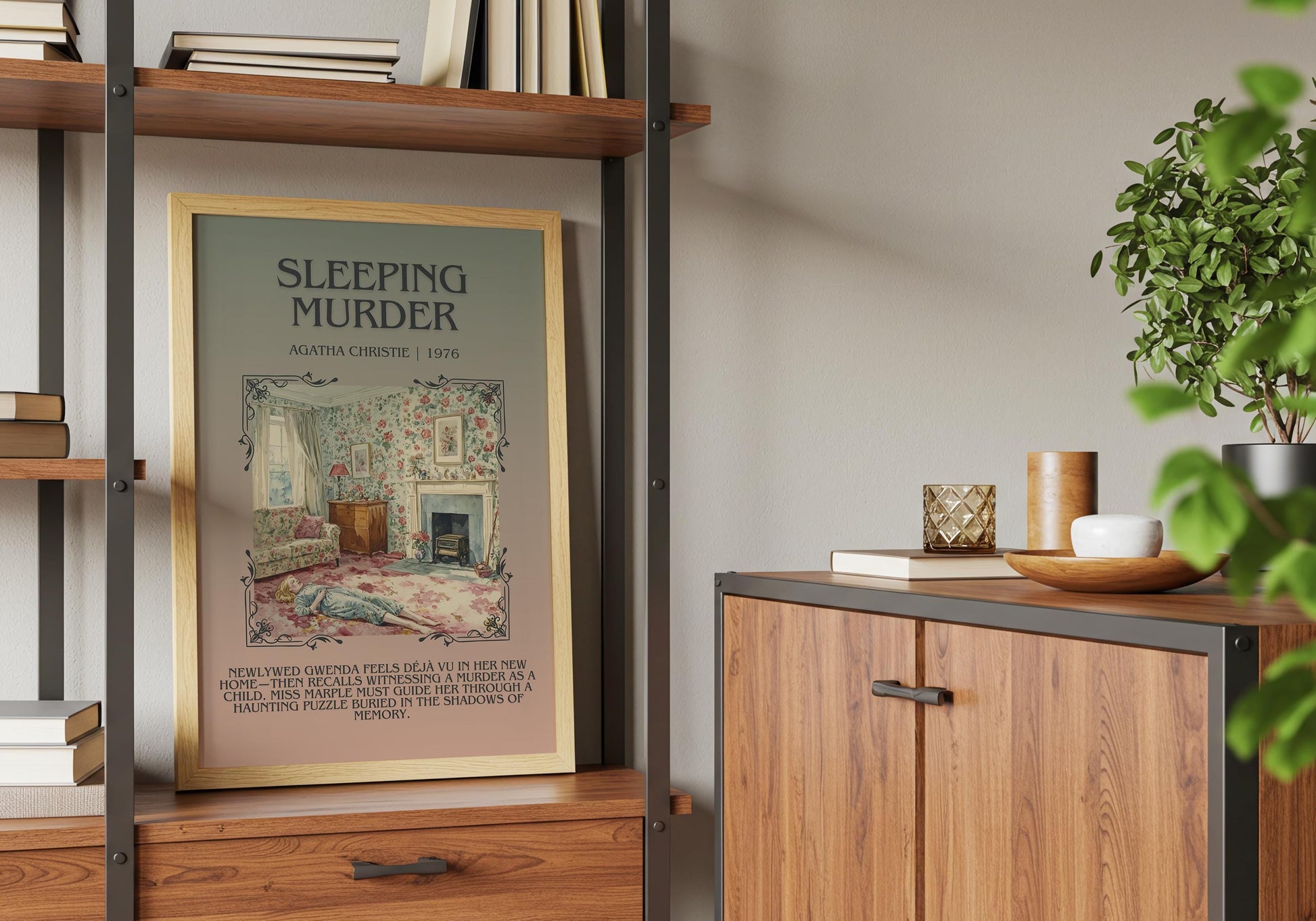 Sleeping Murder by Agatha Christie Descriptive, High Quality Poster Print.Free Delivery Wall Art. Author & Blurb Book Artwork Cover