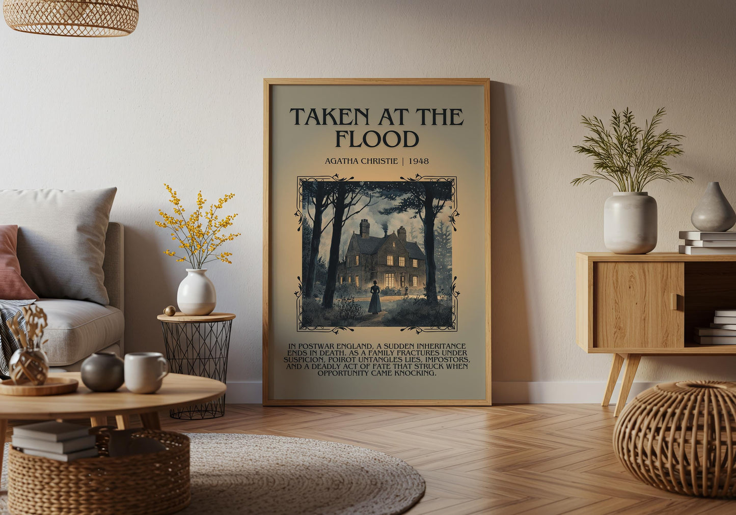 Taken At The Flood by Agatha Christie Descriptive, High Quality Poster Print.Free Delivery Wall Art. Author & Blurb Book Artwork Cover