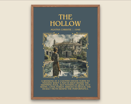 The Hollow by Agatha Christie Descriptive, High Quality Poster Print.Free Delivery Wall Art. Author & Blurb Book Artwork Cover Gift