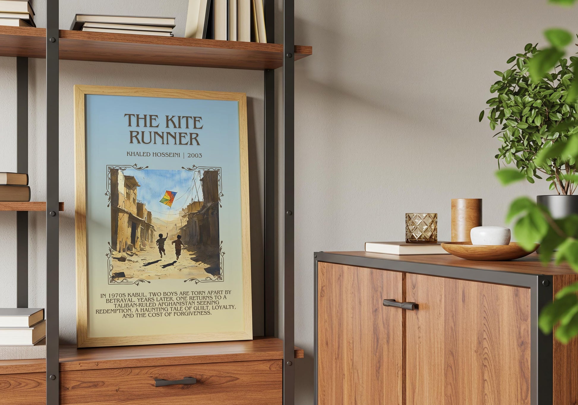The Kite Runner by Khaled Hosseini Descriptive, High Quality Poster Print.Free Delivery Wall Art. Author & Blurb Book Artwork Cover
