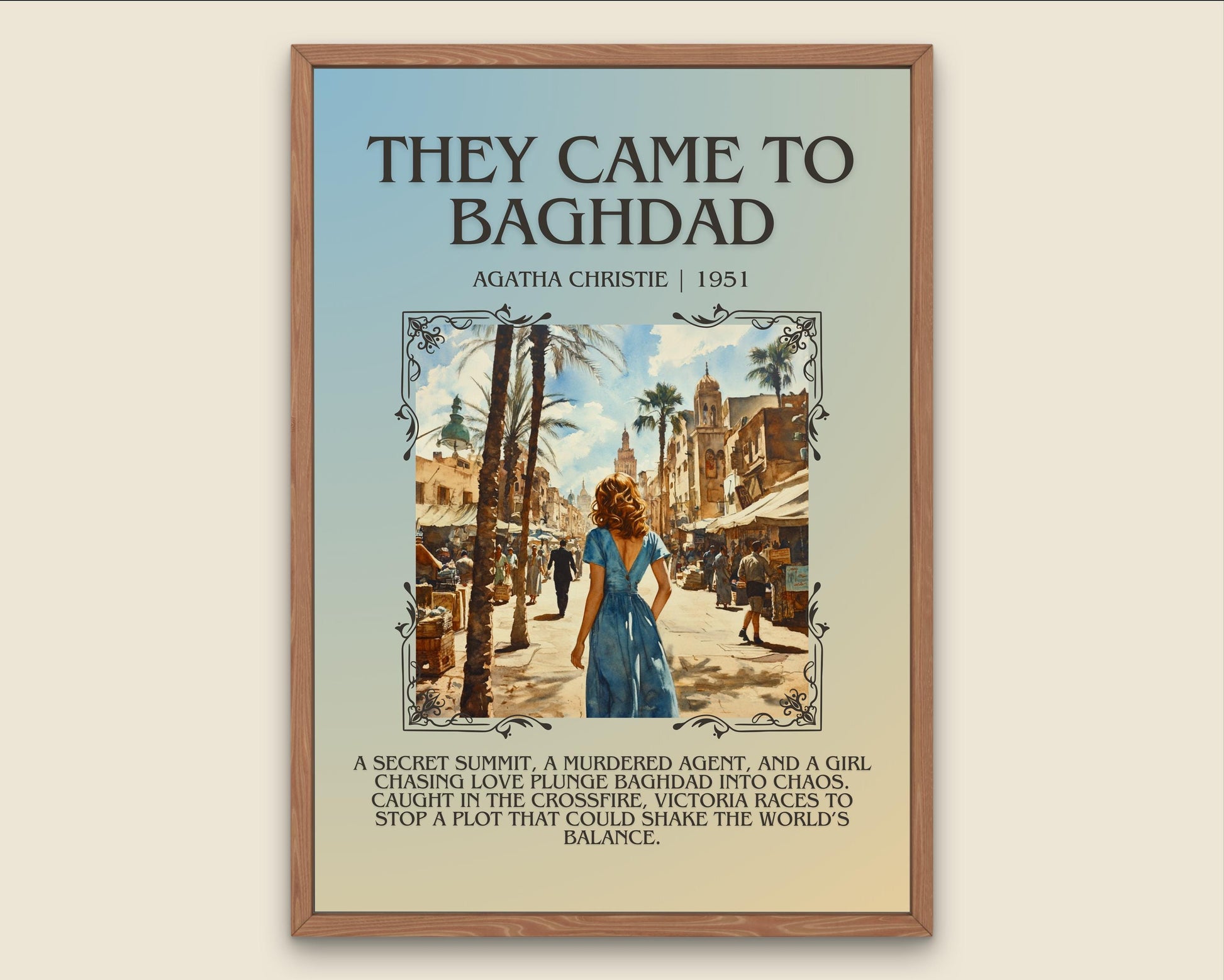 They Came To Baghdad by Agatha Christie Descriptive, High Quality Poster Print.Free Delivery Wall Art. Author & Blurb Book Artwork Cover
