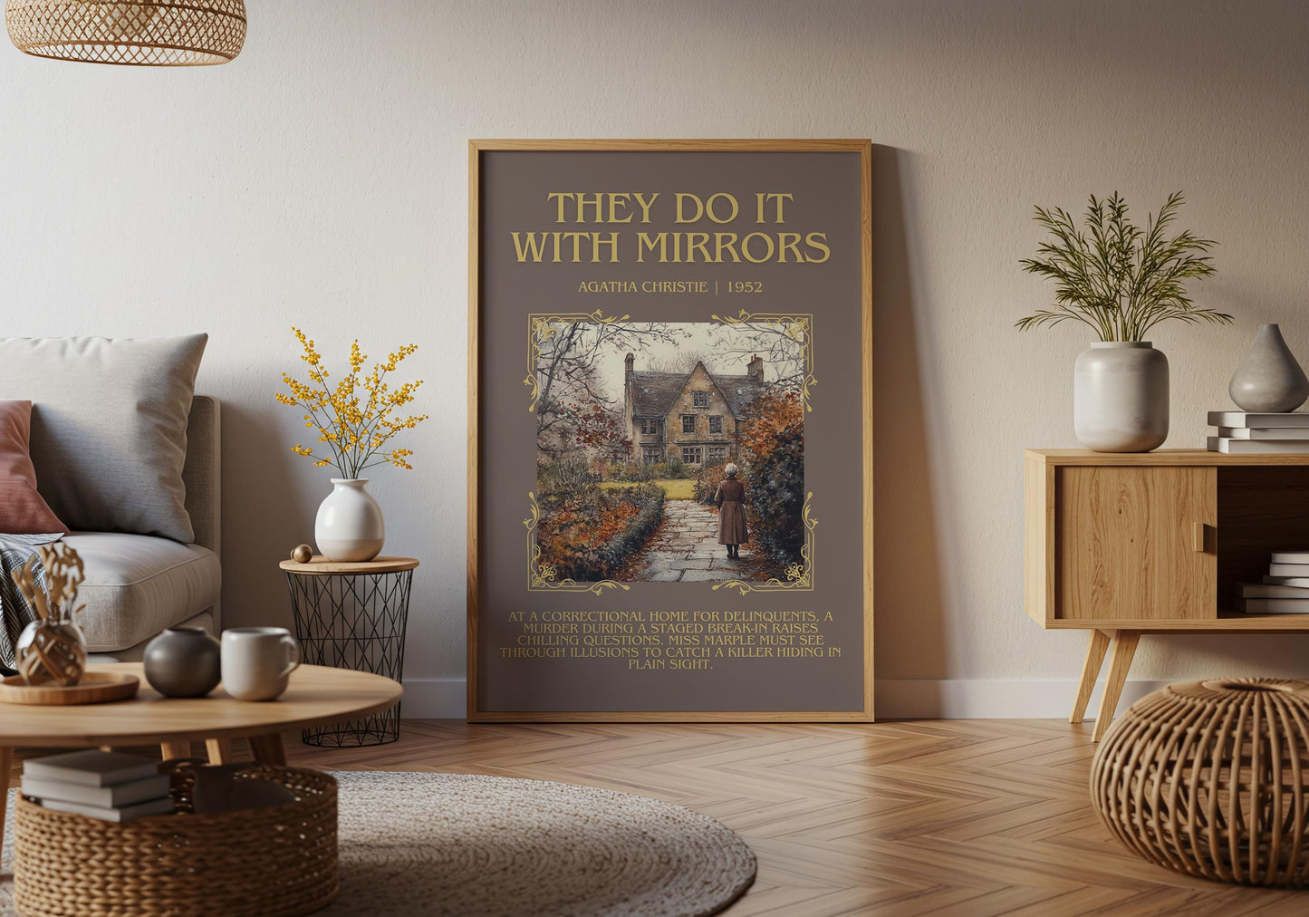They Do It With Mirrors by Agatha Christie Descriptive, High Quality Poster Print.Free Delivery Wall Art Author&Blurb Book Art