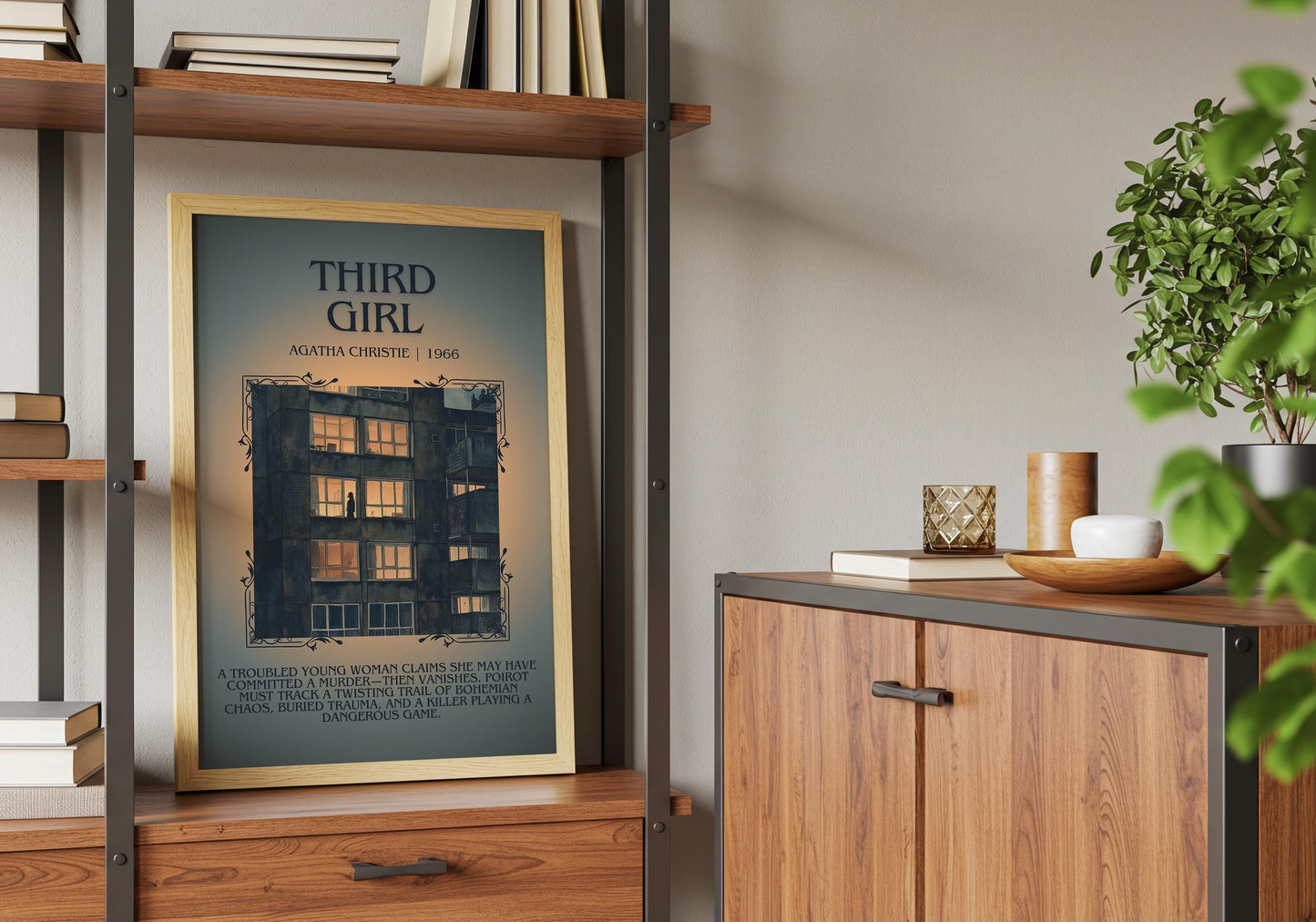 Third Girl by Agatha Christie Descriptive, High Quality Poster Print.Free Delivery Wall Art. Author & Blurb Book Artwork Cover Gift Art
