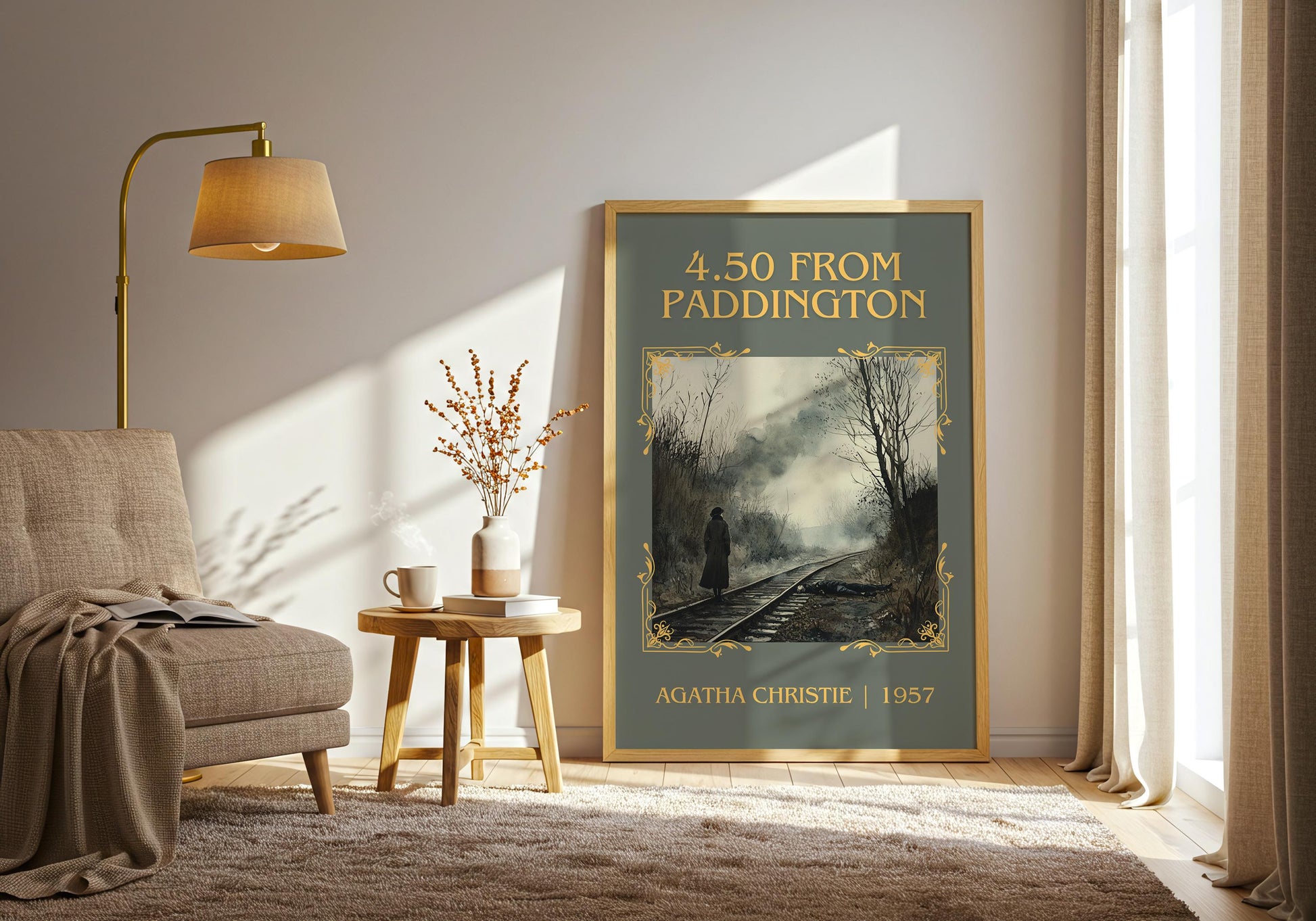 4.50 From Paddington by Agatha Christie High Quality Poster Print.Free Delivery Wall Art. Author&Blurb Book/Novel Minimalist Home Gift Cover