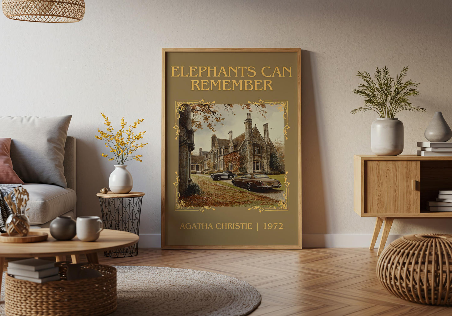 Elephants Can Remember by Agatha Christie High Quality Poster Print.Free Delivery Wall Art. Author&Blurb Book/Novel Minimalist Gift