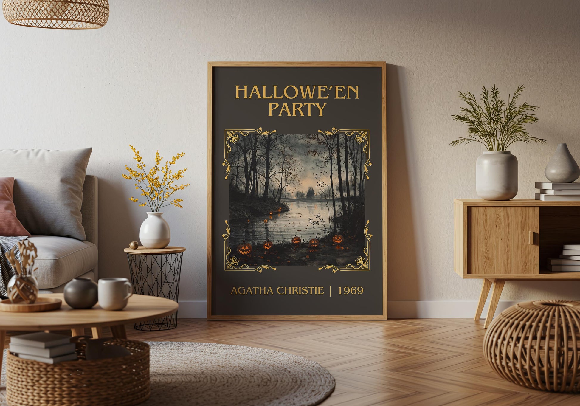 Hallowe'en Party by Agatha Christie High Quality Poster Print.Free Delivery Wall Art-Author&Blurb Book/Novel Minimalist Home Gift Cover