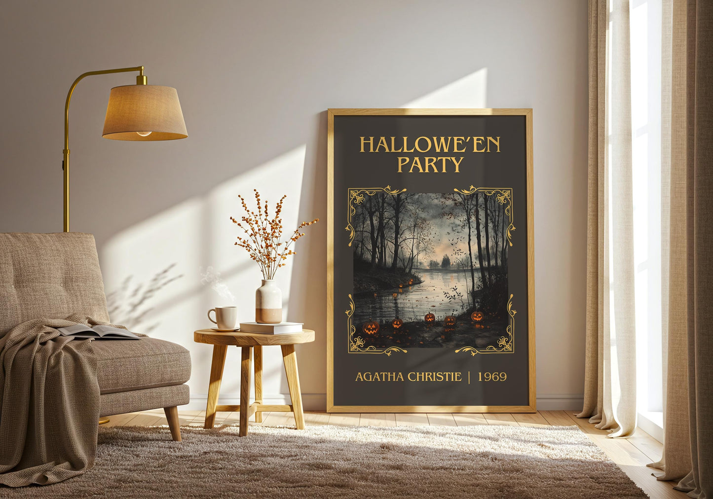 Hallowe'en Party by Agatha Christie High Quality Poster Print.Free Delivery Wall Art-Author&Blurb Book/Novel Minimalist Home Gift Cover