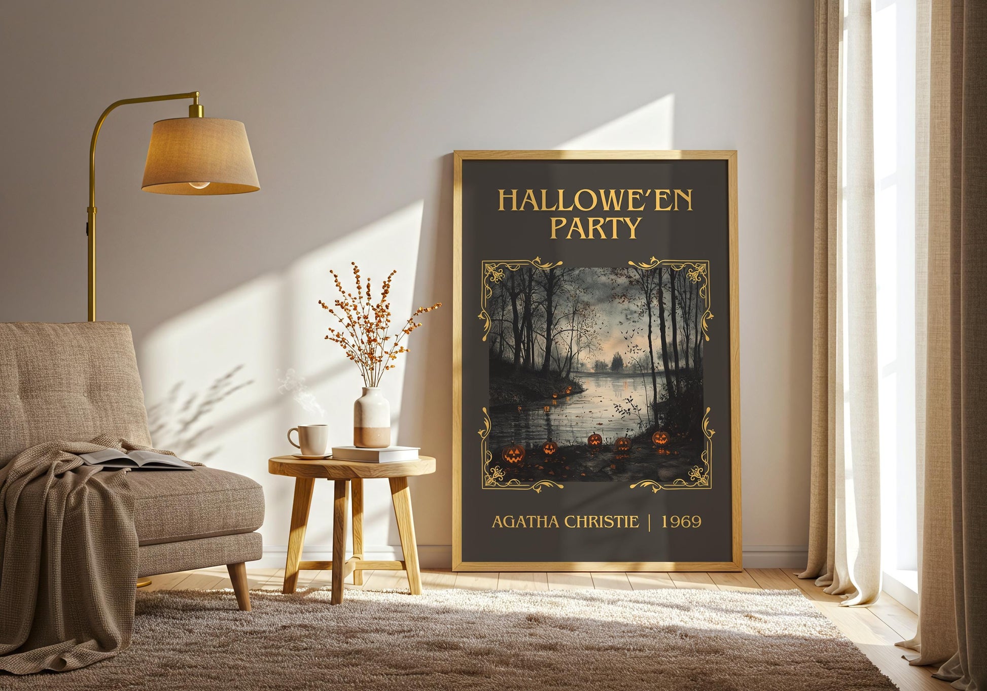 Hallowe'en Party by Agatha Christie High Quality Poster Print.Free Delivery Wall Art-Author&Blurb Book/Novel Minimalist Home Gift Cover