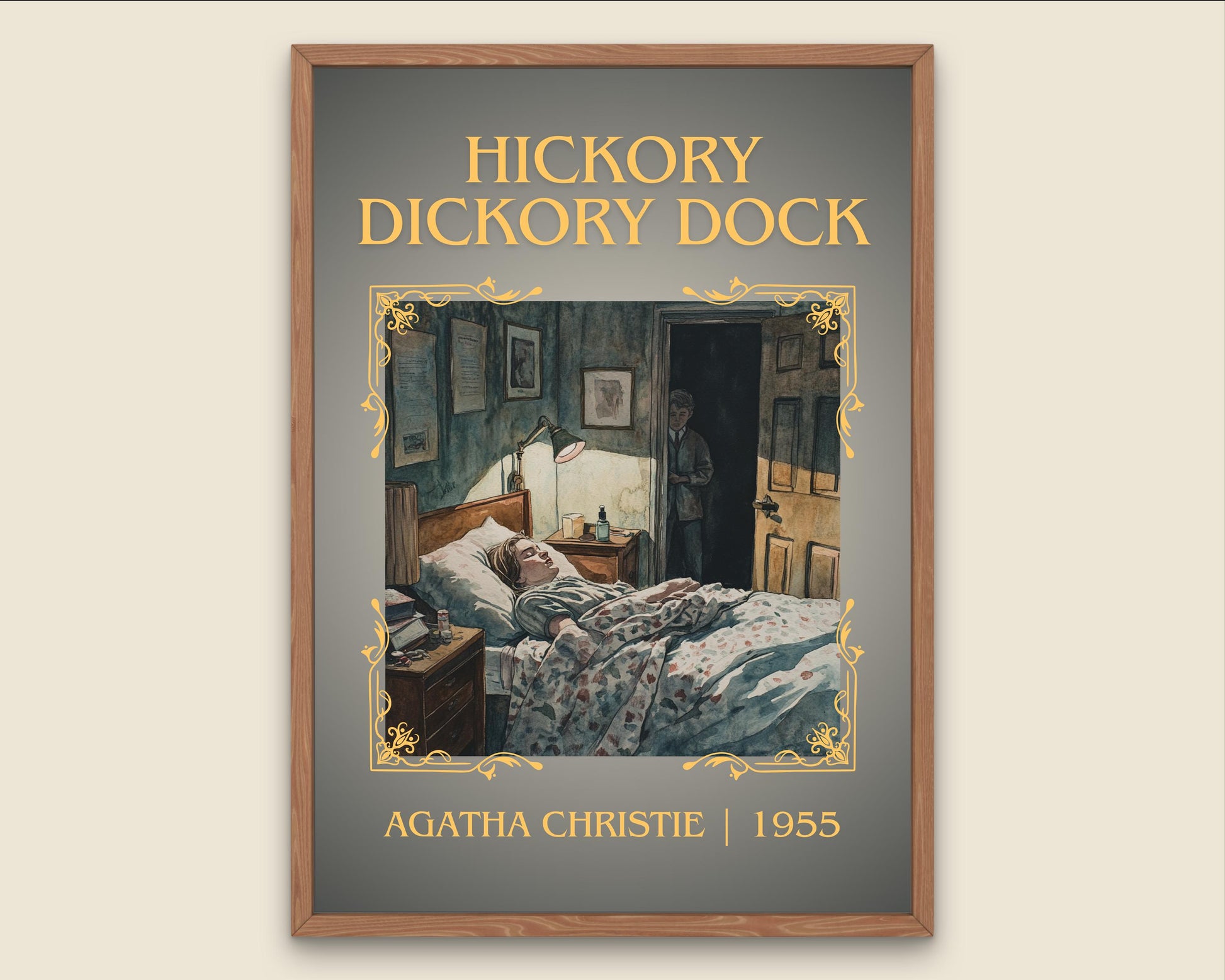 Hickory Dickory Dock by Agatha Christie High Quality Poster Print.Free Delivery Wall Art. Author&Blurb Book/Novel Minimalist Gift Cover