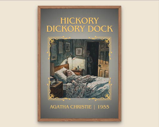 Hickory Dickory Dock by Agatha Christie High Quality Poster Print.Free Delivery Wall Art. Author&Blurb Book/Novel Minimalist Gift Cover
