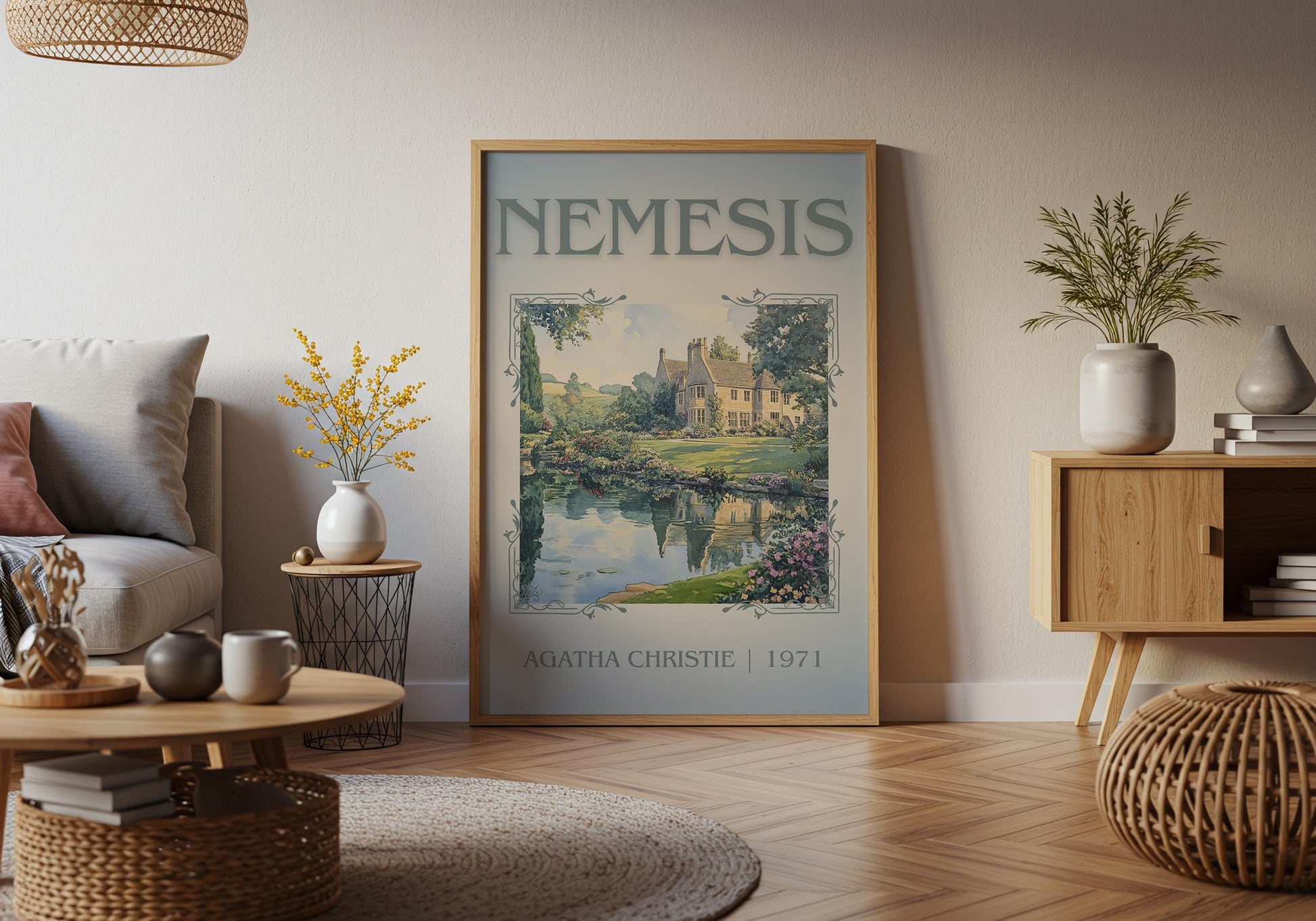 Nemesis by Agatha Christie High Quality Poster Print.Free Delivery Wall Art-Author&Blurb Book/Novel Minimalist Home Gift Cover