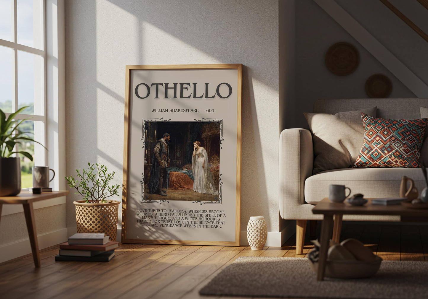 Othello by William Shakespeare Descriptive, High Quality Poster Print.Free Delivery Wall Art.Author&Blurb Book Nook Gift Play Library
