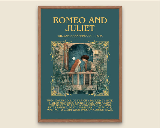 Romeo And Juliet by William Shakespeare Descriptive, High Quality Poster Print.Free Delivery Wall Art.Author&Blurb Book Play Nook Gift