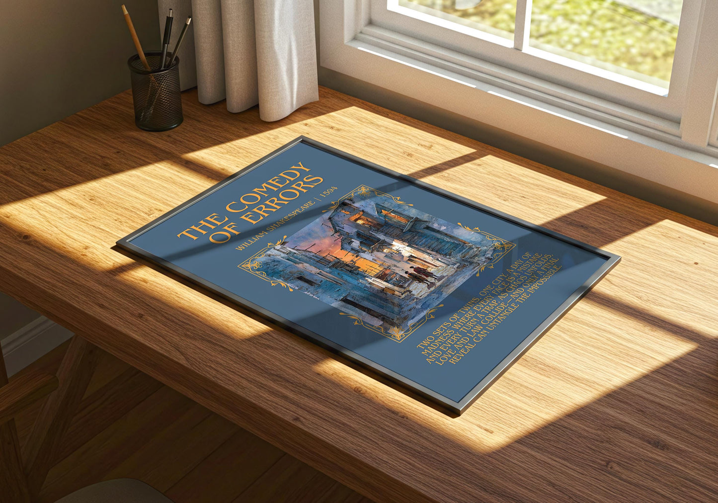The Comedy Of Errors by William Shakespeare Descriptive, High Quality Poster Print.Free Delivery Wall Art.Author&Blurb Book Nook Gift Play