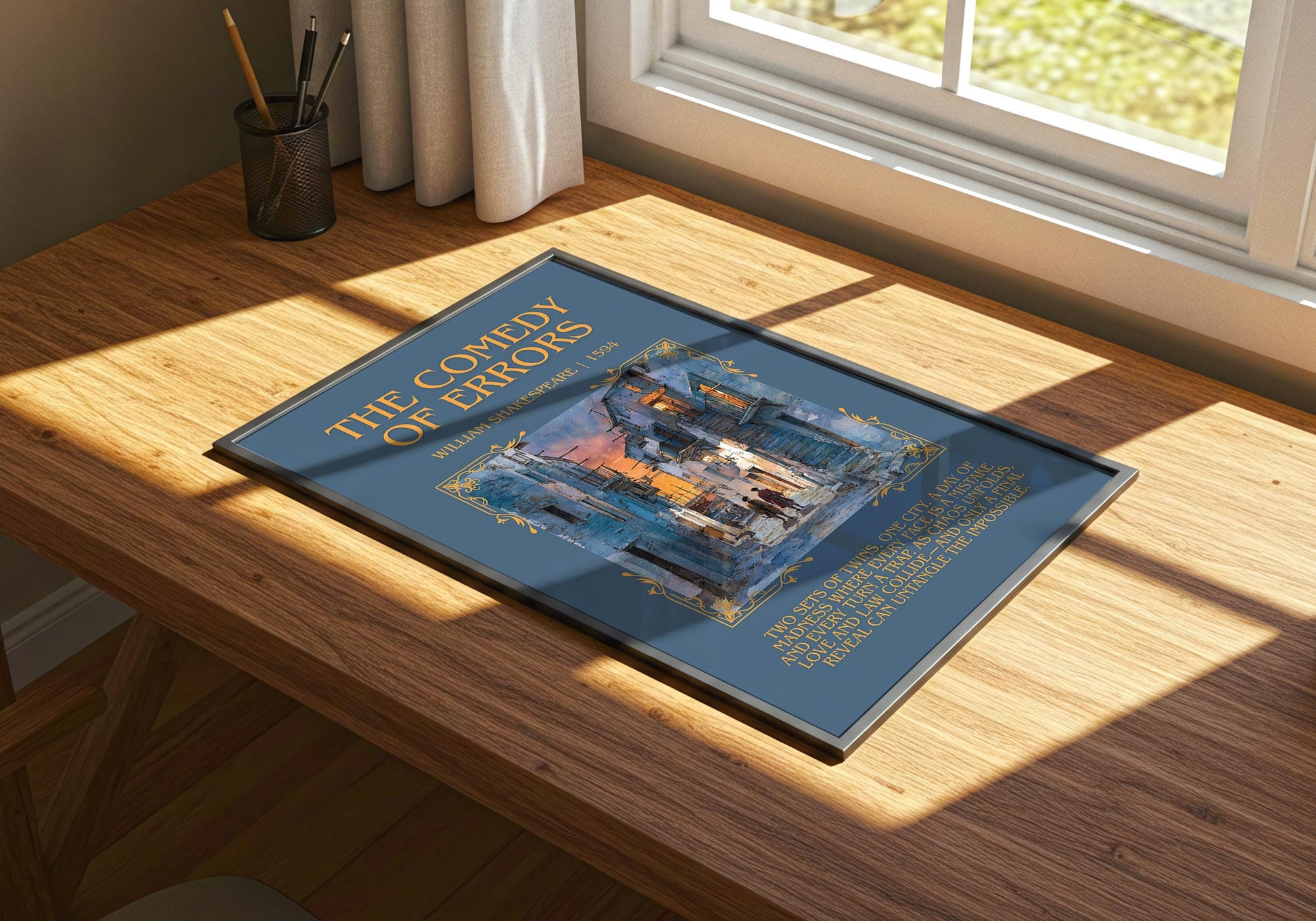 The Comedy Of Errors by William Shakespeare Descriptive, High Quality Poster Print.Free Delivery Wall Art.Author&Blurb Book Nook Gift Play