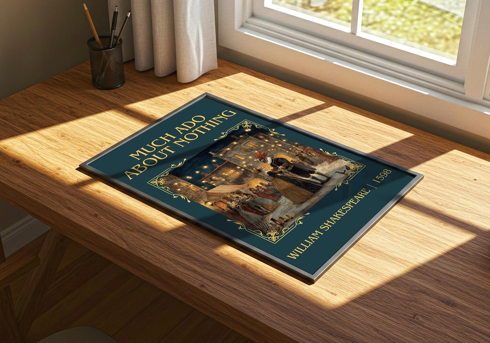 Much Ado About Nothing by William Shakespeare Descriptive, High Quality Poster Print.Free Delivery Wall Art.Author&Blurb Book Nook Gift Play