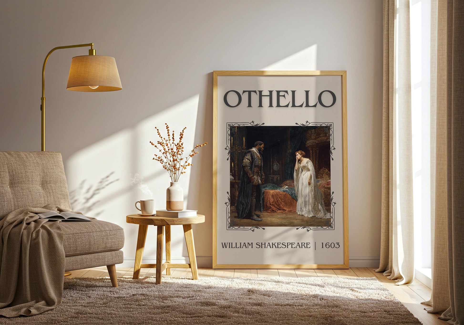 Othello by William Shakespeare High Quality Poster Print-Free Delivery Wall Art. Author Book Artwork-Minimalist Gift Nook Library Play