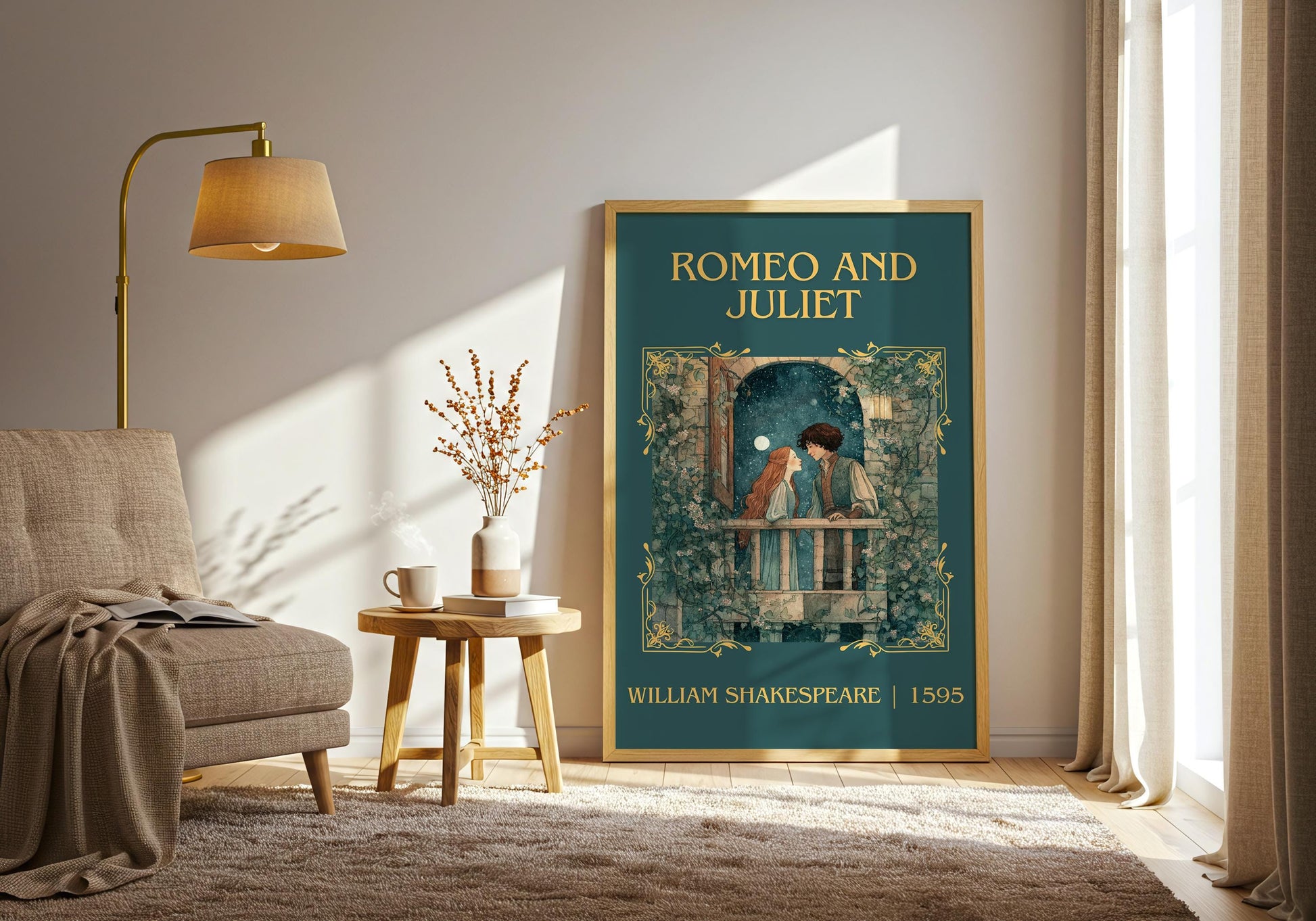 Romeo And Juliet by William Shakespeare Descriptive, High Quality Poster Print.Free Delivery Wall Art.Author&Blurb Book Nook Gift Play