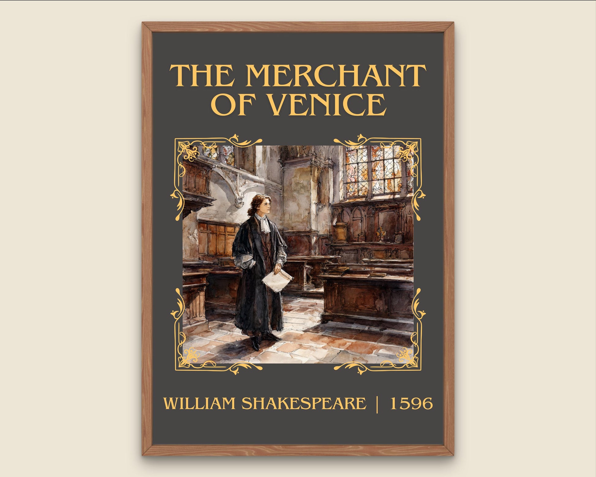 The Merchant Of Venice by William Shakespeare High Quality Poster Print-Free Delivery Wall Art.Author Book Artwork-Minimalist Gift Nook Play