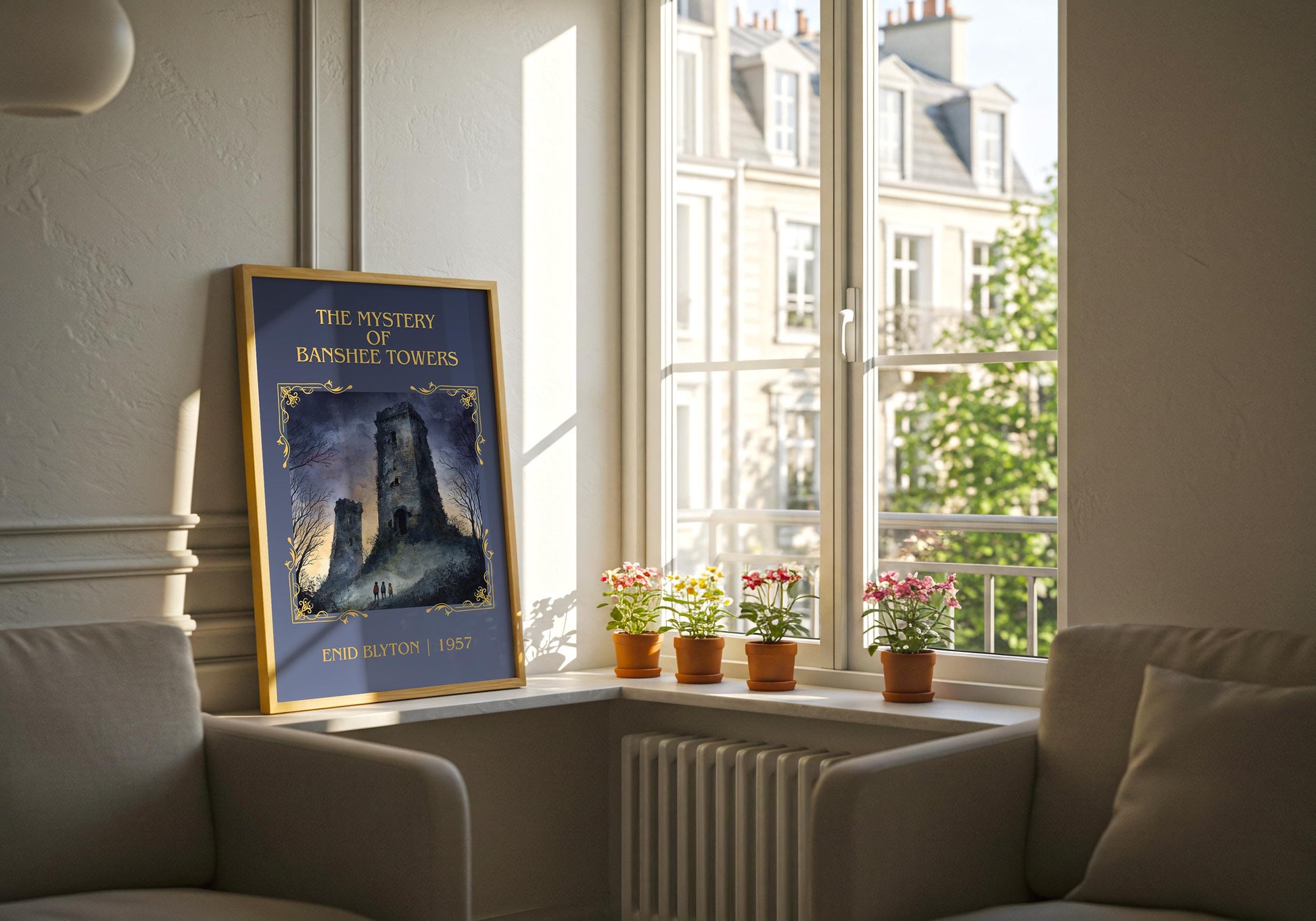 The Mystery Of Banshee Towers by Enid Blyton High Quality Poster Print-Free Delivery Wall Art. Author Book Artwork-Minimalist Gift Nook