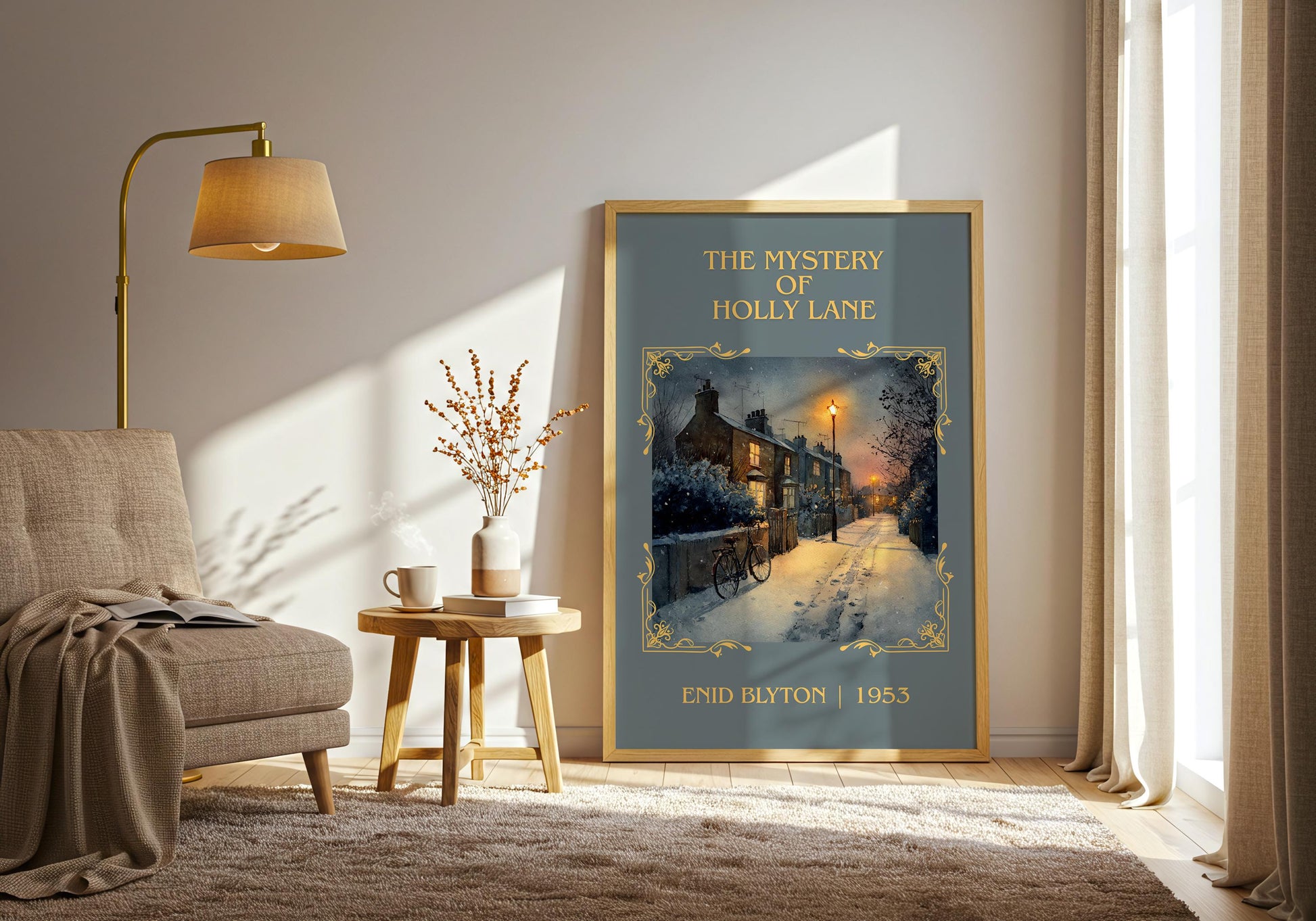 The Mystery Of Holly Lane by Enid Blyton High Quality Poster Print-Free Delivery Wall Art. Author Book Artwork-Minimalist Gift Nook