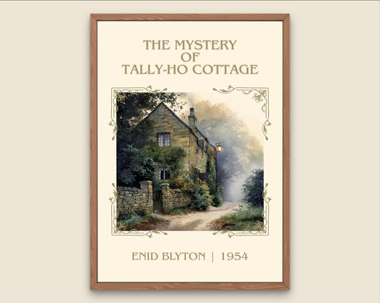 The Mystery Of Tally-Ho Cottage by Enid Blyton High Quality Poster Print-Free Delivery Wall Art. Author Book Artwork-Minimalist Gift Nook