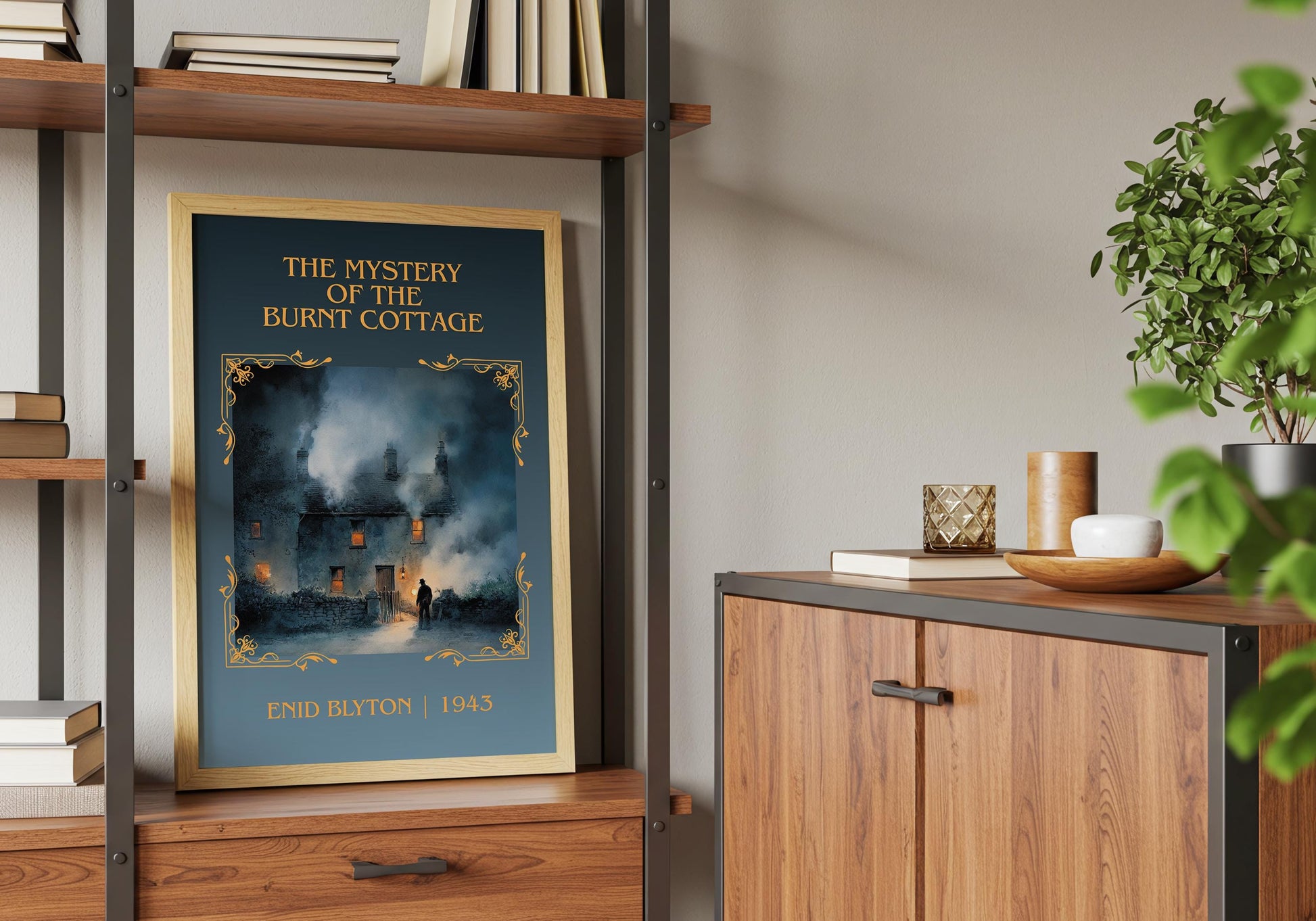 The Mystery Of The Burnt Cottage by Enid Blyton High Quality Poster Print-Free Delivery Wall Art. Author Book Artwork-Minimalist Gift Nook