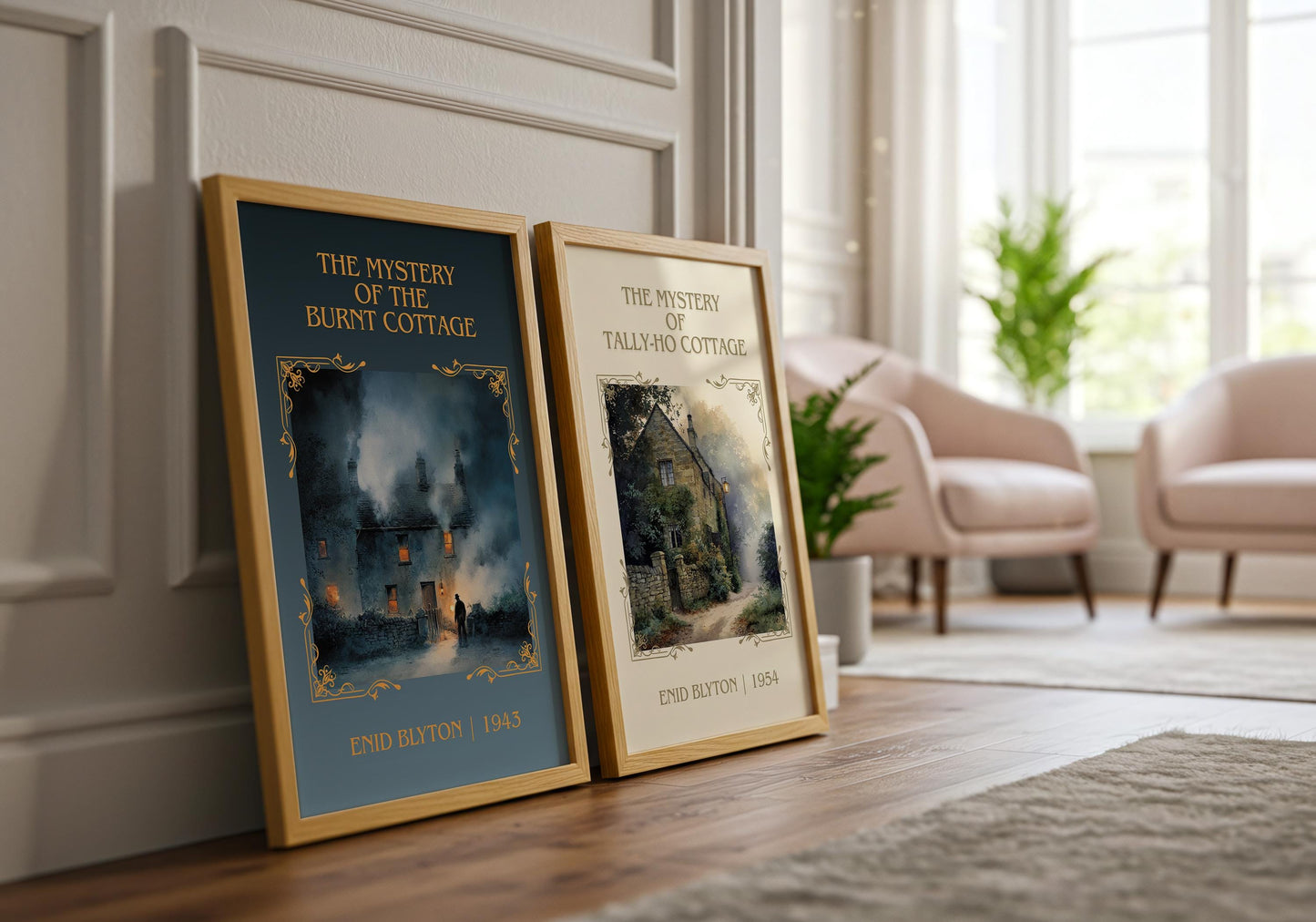 The Mystery Of The Burnt Cottage by Enid Blyton High Quality Poster Print-Free Delivery Wall Art. Author Book Artwork-Minimalist Gift Nook