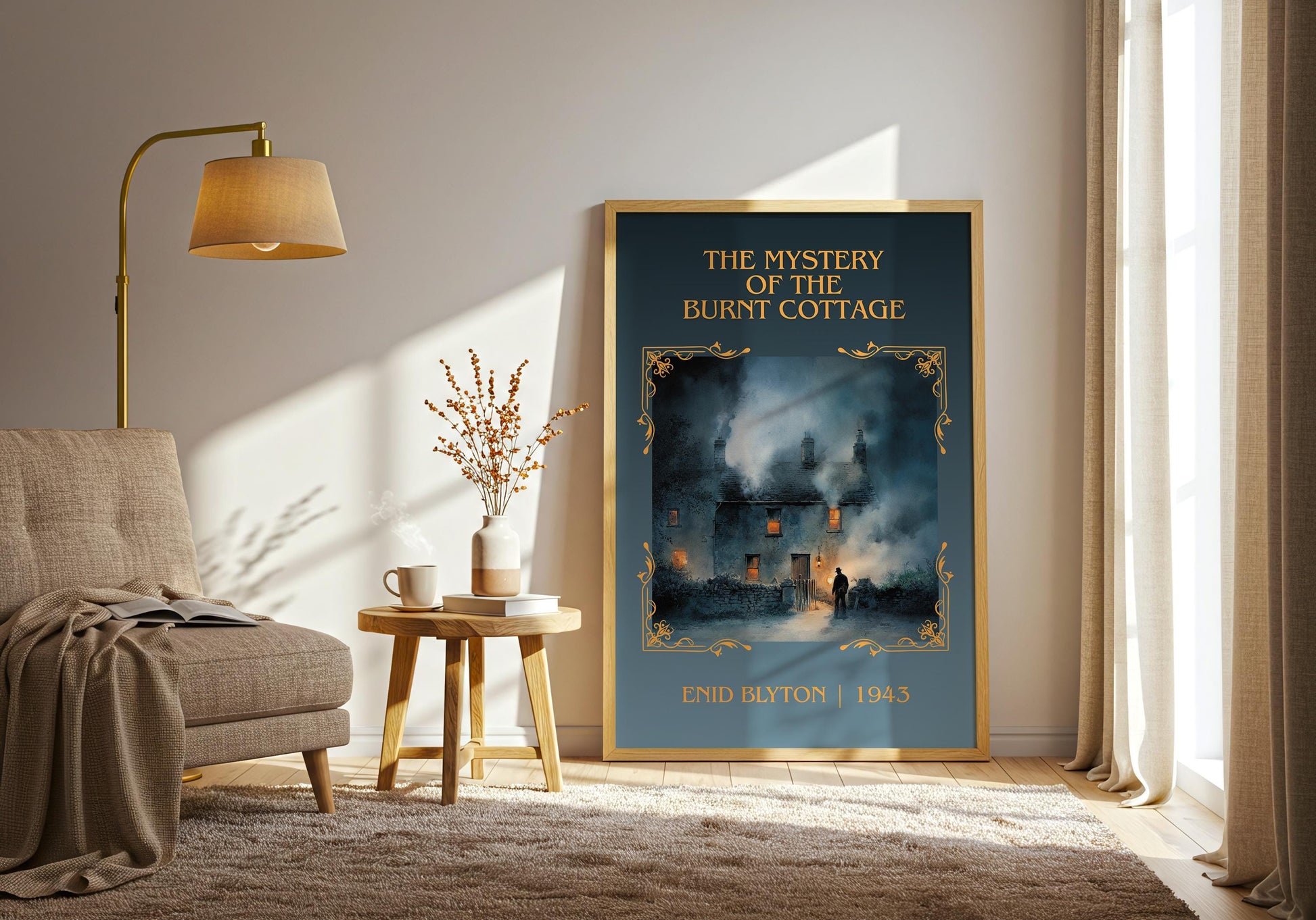 The Mystery Of The Burnt Cottage by Enid Blyton High Quality Poster Print-Free Delivery Wall Art. Author Book Artwork-Minimalist Gift Nook