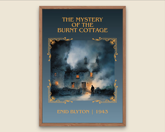 The Mystery Of The Burnt Cottage by Enid Blyton High Quality Poster Print-Free Delivery Wall Art. Author Book Artwork-Minimalist Gift Nook