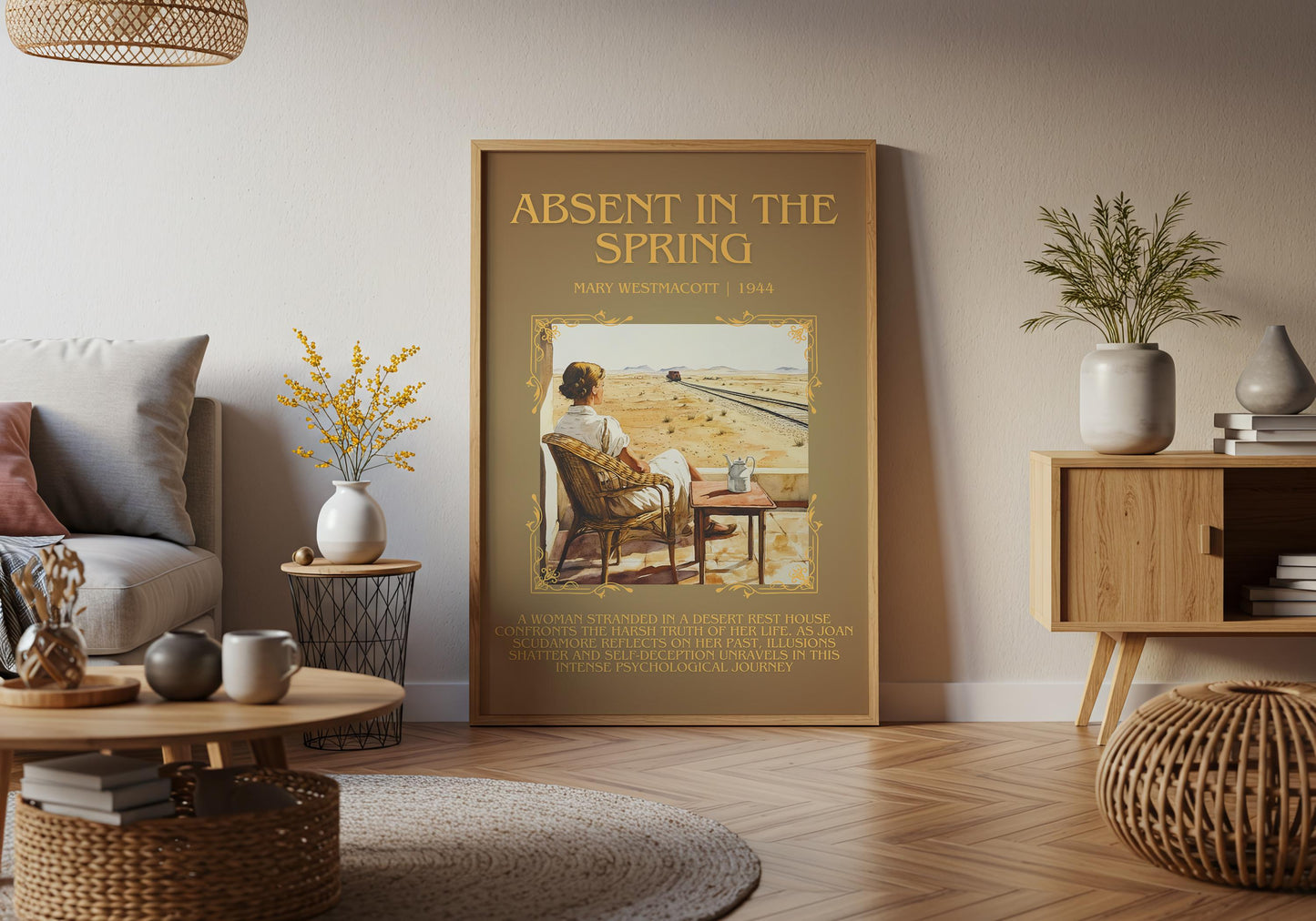 Absent In The Spring by Mary Westmacott Descriptive, High Quality Poster Print.Free Delivery Wall Art. Author & Blurb Book Artwork Cover