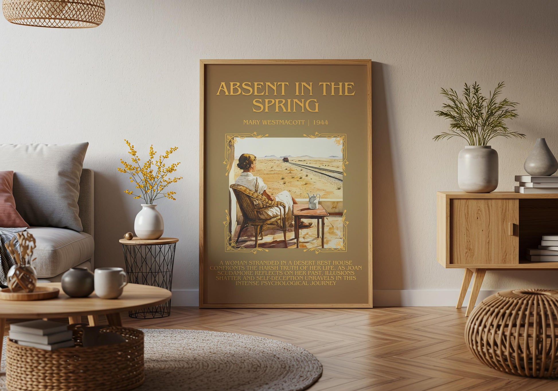 Absent In The Spring by Mary Westmacott Descriptive, High Quality Poster Print.Free Delivery Wall Art. Author & Blurb Book Artwork Cover