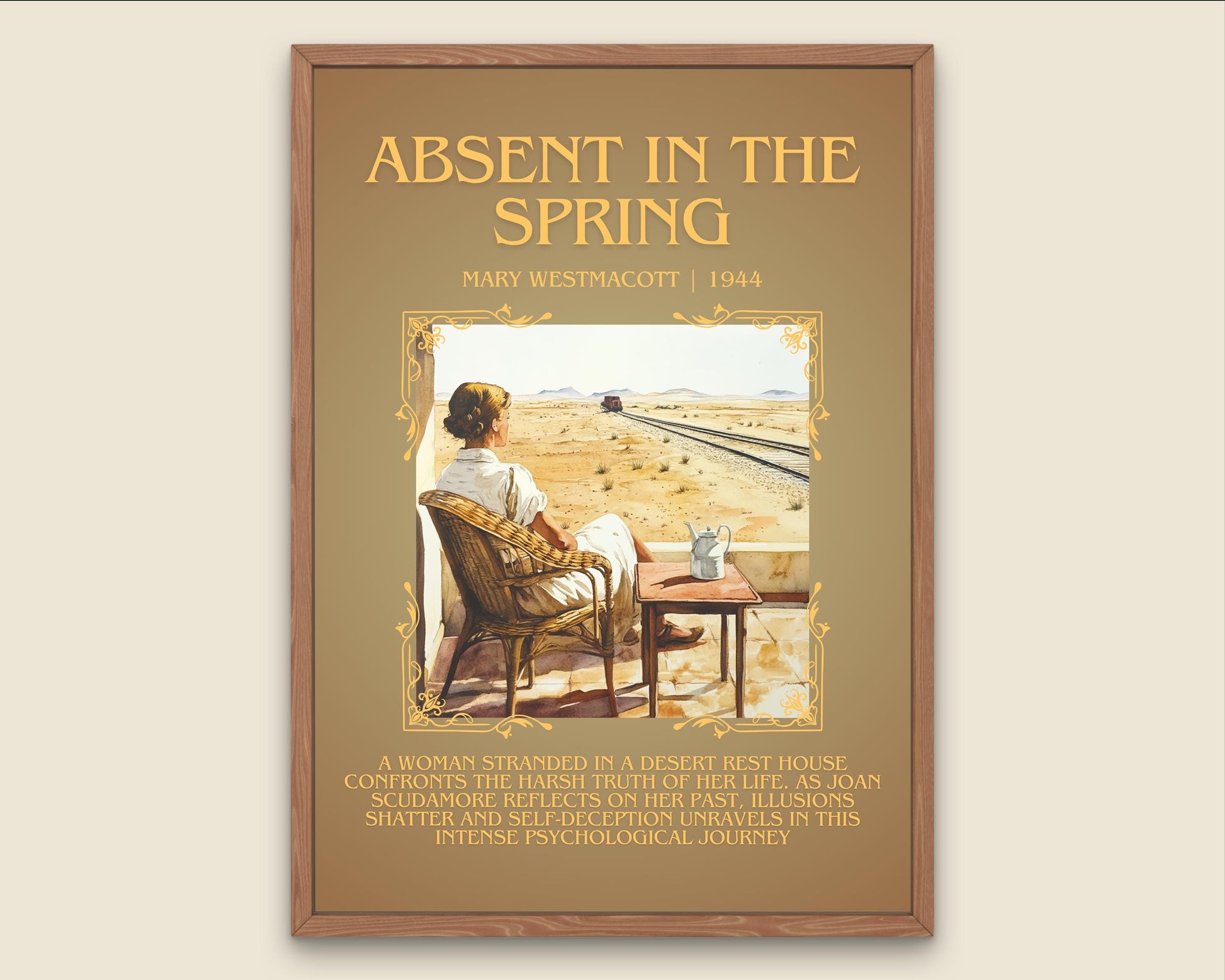 Absent In The Spring by Mary Westmacott Descriptive, High Quality Poster Print.Free Delivery Wall Art. Author & Blurb Book Artwork Cover