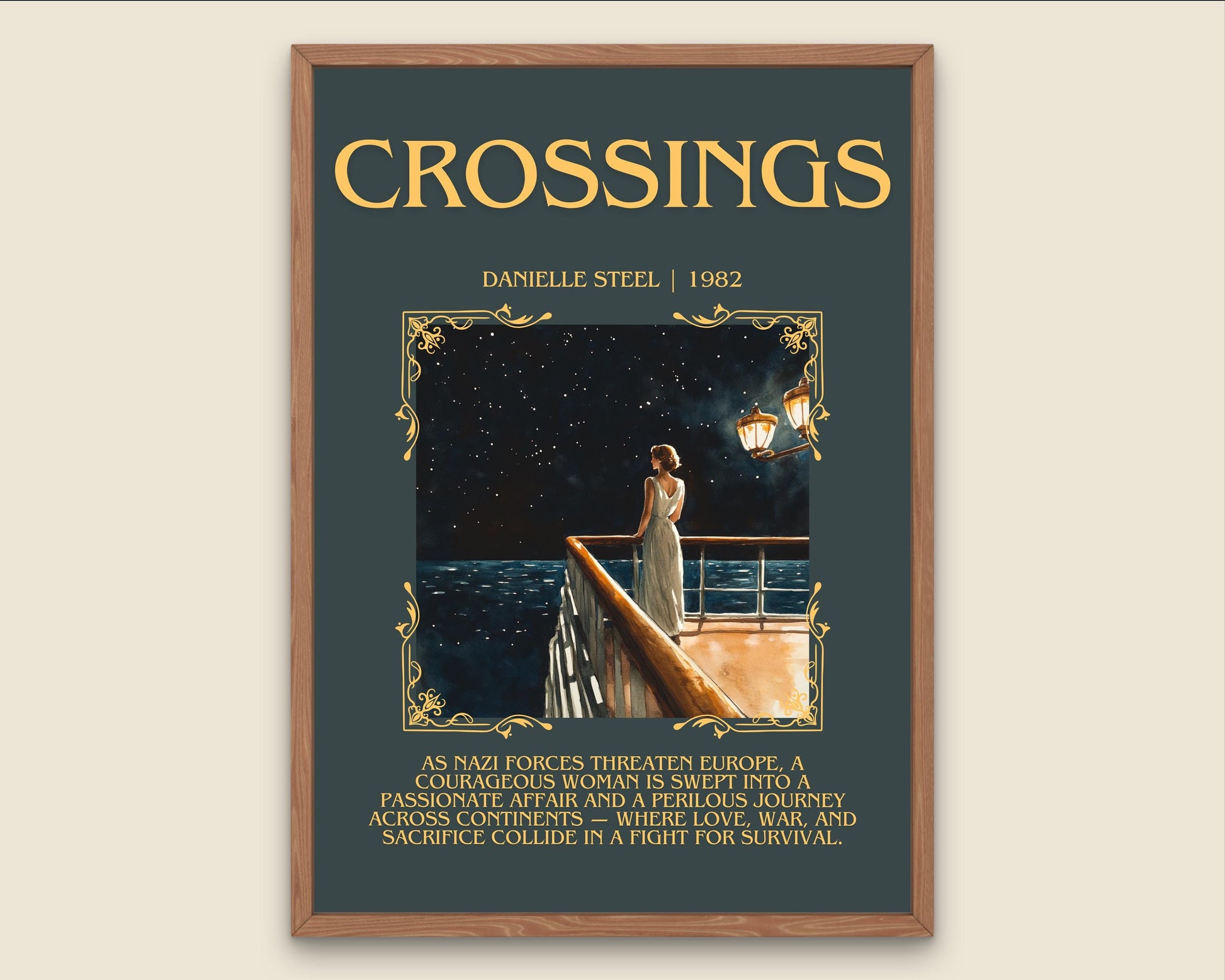 Crossings by Danielle Steel Descriptive, High Quality Poster Print.Free Delivery Wall Art. Author & Blurb Book Artwork Cover