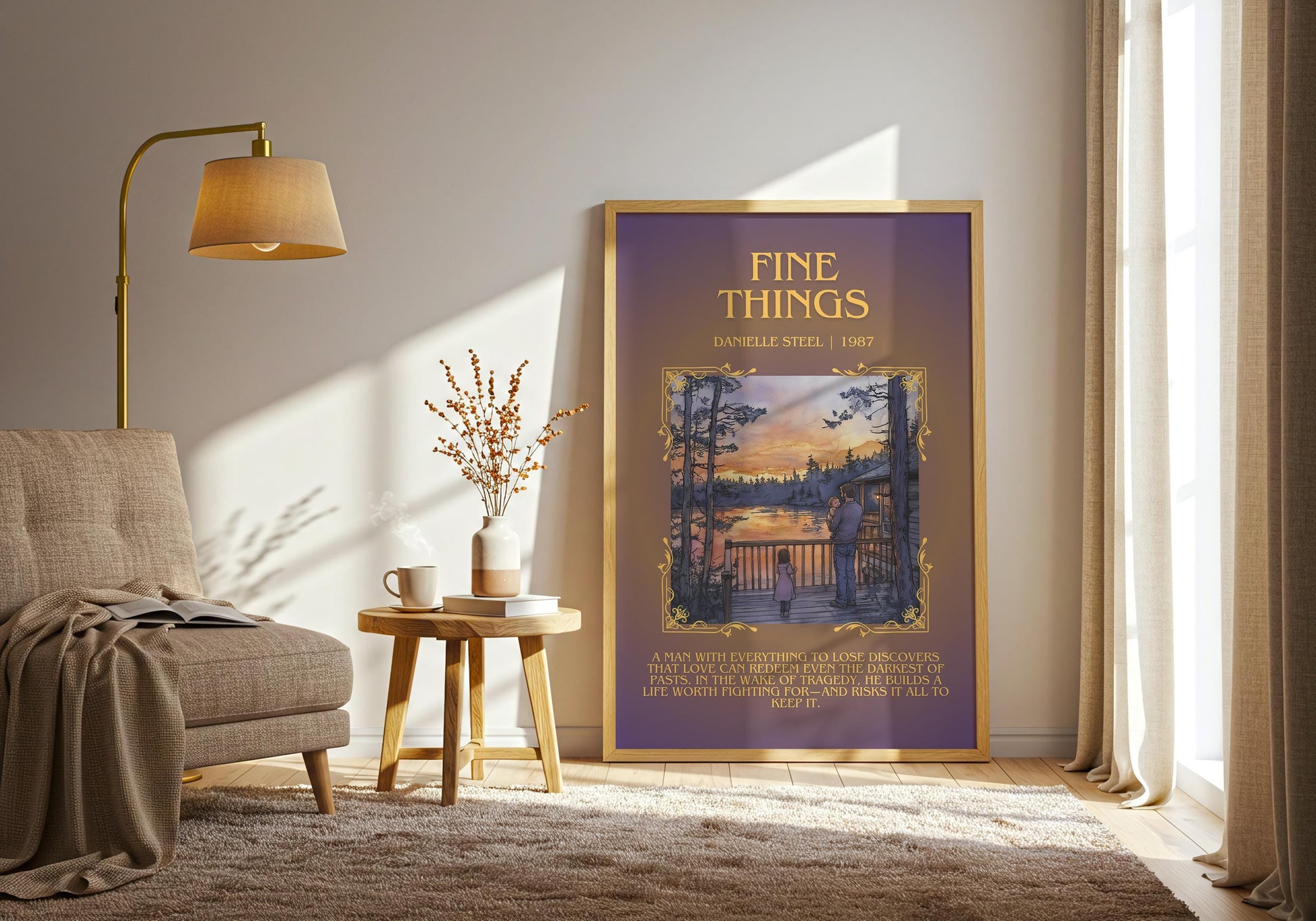 Fine Things by Danielle Steel Descriptive, High Quality Poster Print.Free Delivery Wall Art. Author & Blurb Book Artwork Cover Gift Decor