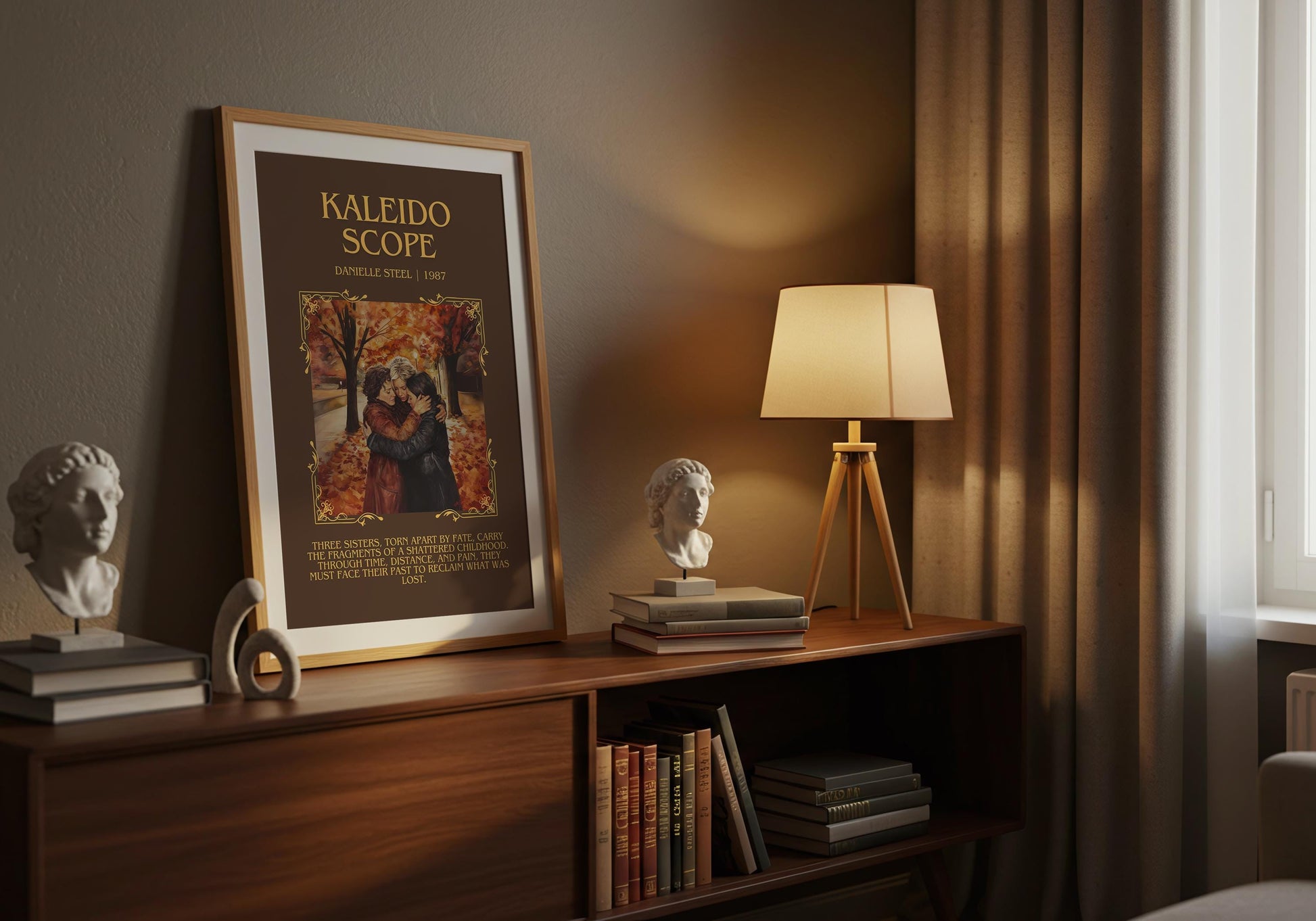 Kaleidoscope by Danielle Steel Descriptive, High Quality Poster Print.Free Delivery Wall Art. Author & Blurb Book Artwork Cover Novel Gift