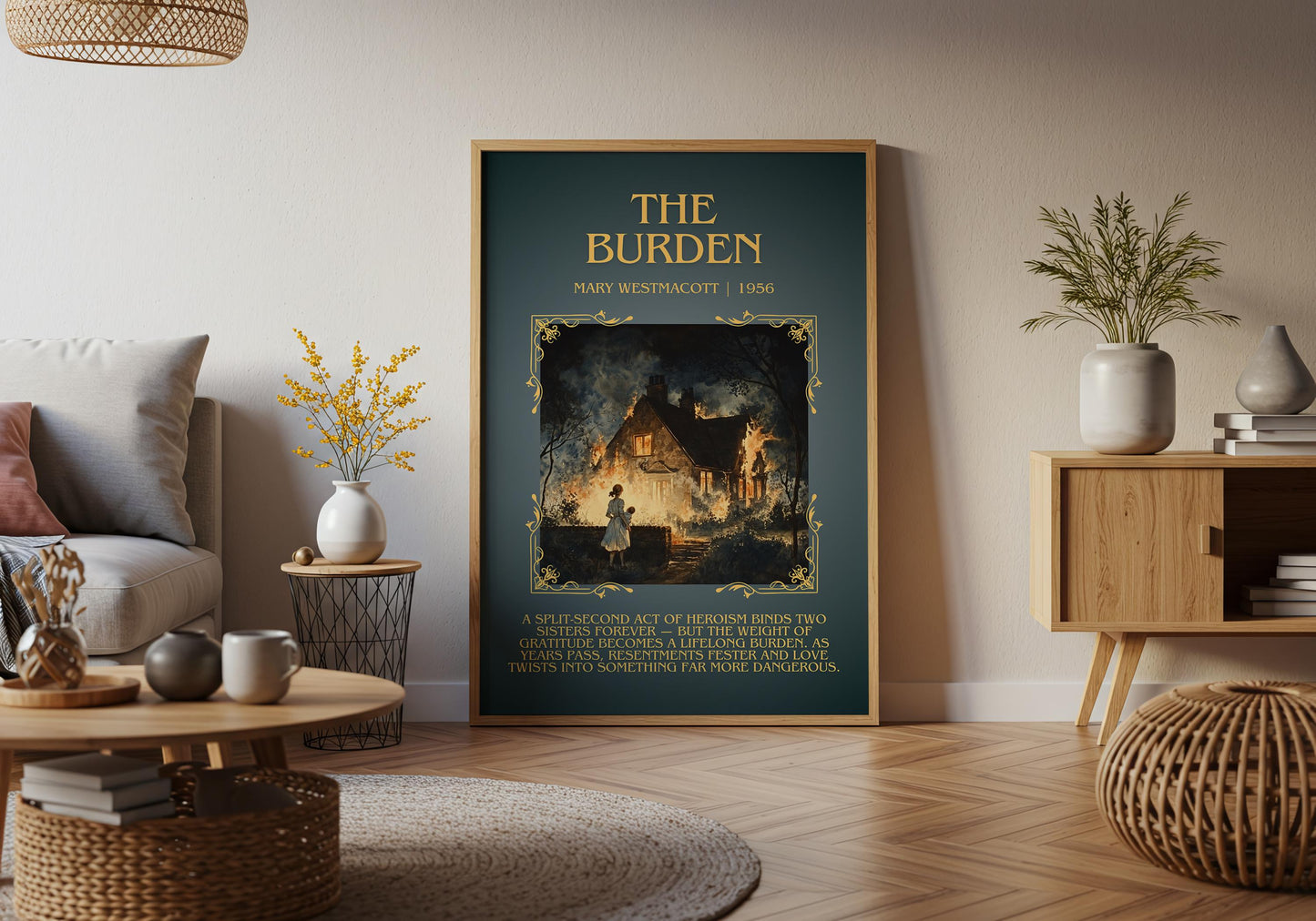 The Burden by Mary Westmacott Descriptive, High Quality Poster Print.Free Delivery Wall Art. Author & Blurb Book Artwork Cover Novel Gift