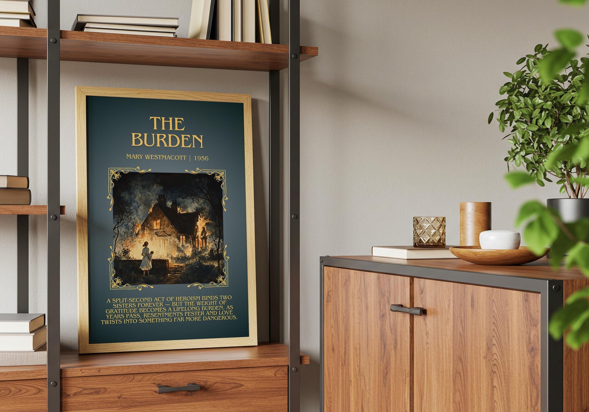 The Burden by Mary Westmacott Descriptive, High Quality Poster Print.Free Delivery Wall Art. Author & Blurb Book Artwork Cover Novel Gift