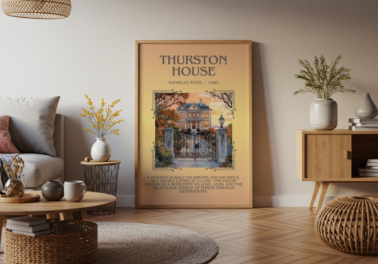 Thurston House by Danielle Steel Descriptive, High Quality Poster Print.Free Delivery Wall Art. Author & Blurb Book Artwork Cover Novel Gift