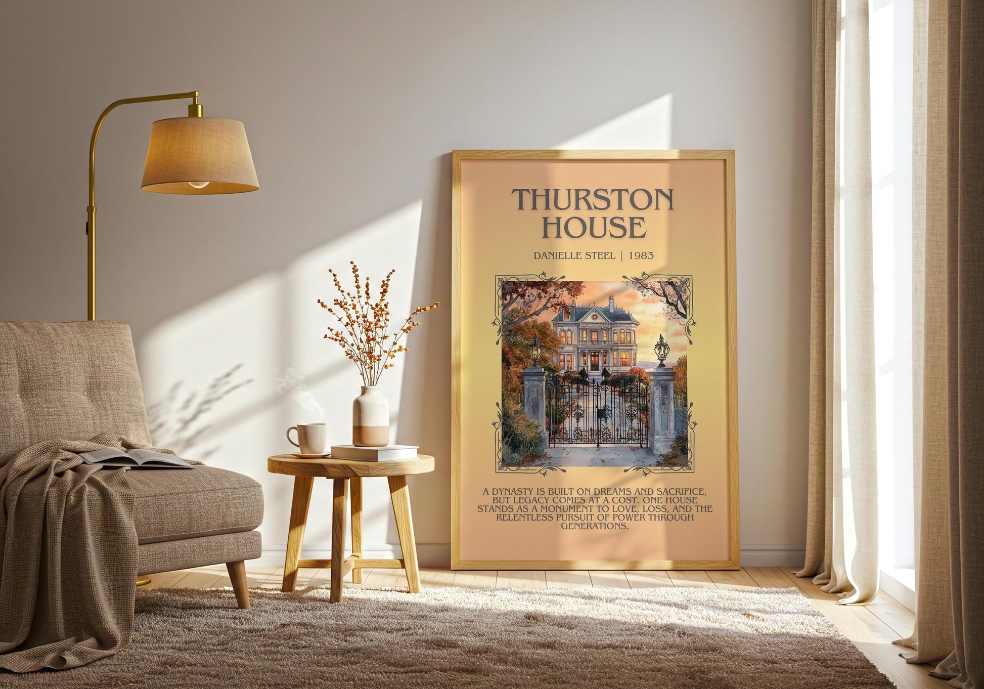 Thurston House by Danielle Steel Descriptive, High Quality Poster Print.Free Delivery Wall Art. Author & Blurb Book Artwork Cover Novel Gift
