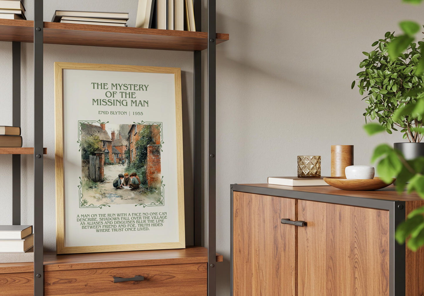 The Mystery Of The Missing Man by Enid Blyton Descriptive, High Quality Poster Print.Free Delivery Wall Art.Author&Blurb Book Nook Gift