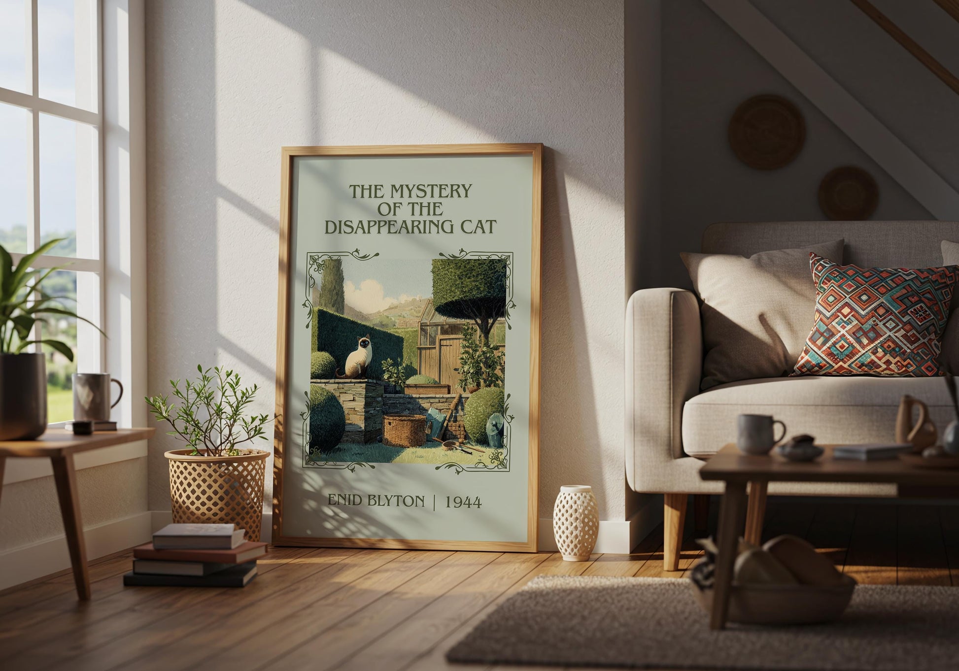 The Mystery Of The Disappearing Cat by Enid Blyton High Quality Poster Print.Free Delivery Wall Art.Author Book Nook Gift Minimalist