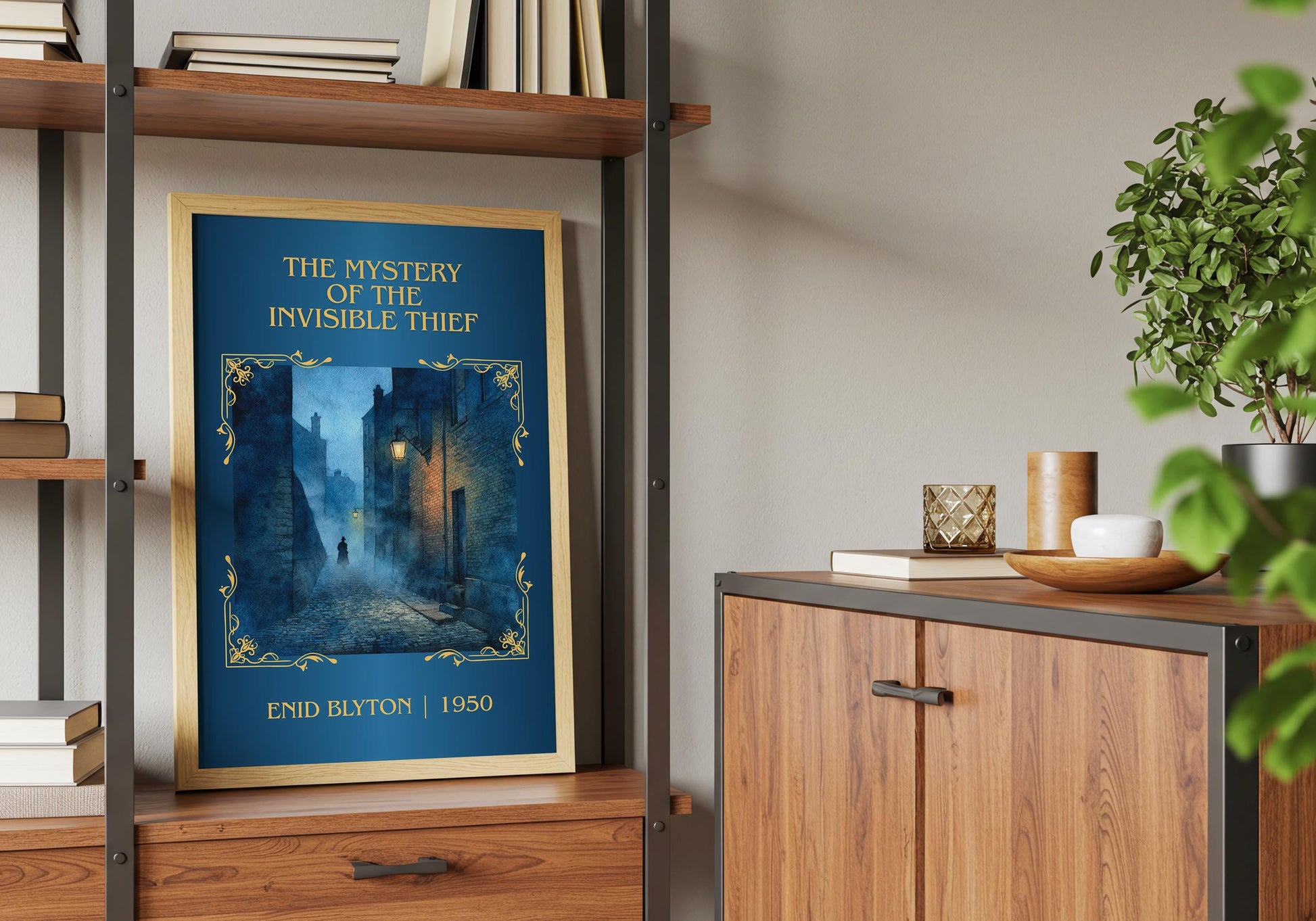 The Mystery Of The Invisible Thief by Enid Blyton High Quality Poster Print.Free Delivery Wall Art.Author Book Nook Gift Minimalist