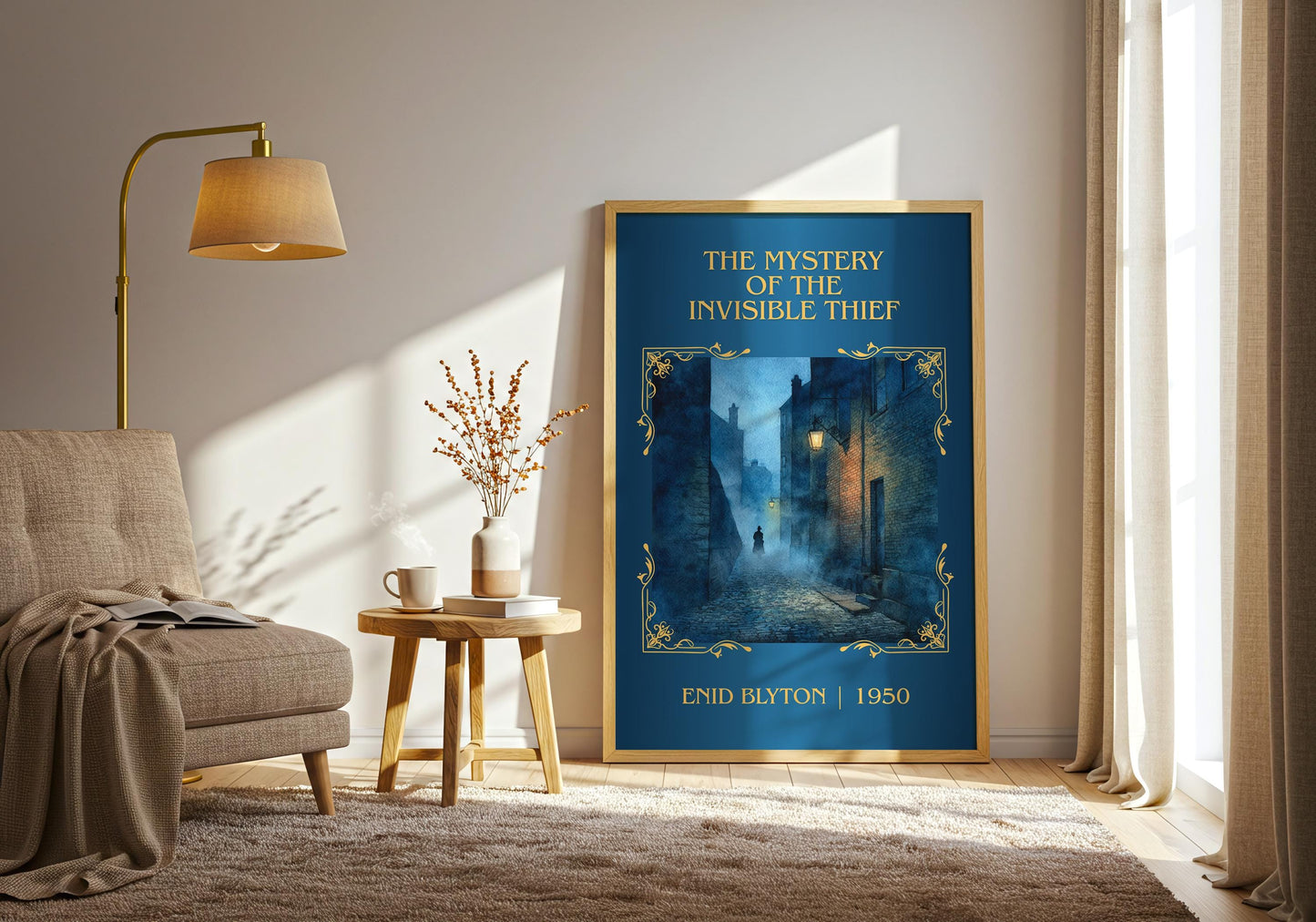 The Mystery Of The Invisible Thief by Enid Blyton High Quality Poster Print.Free Delivery Wall Art.Author Book Nook Gift Minimalist