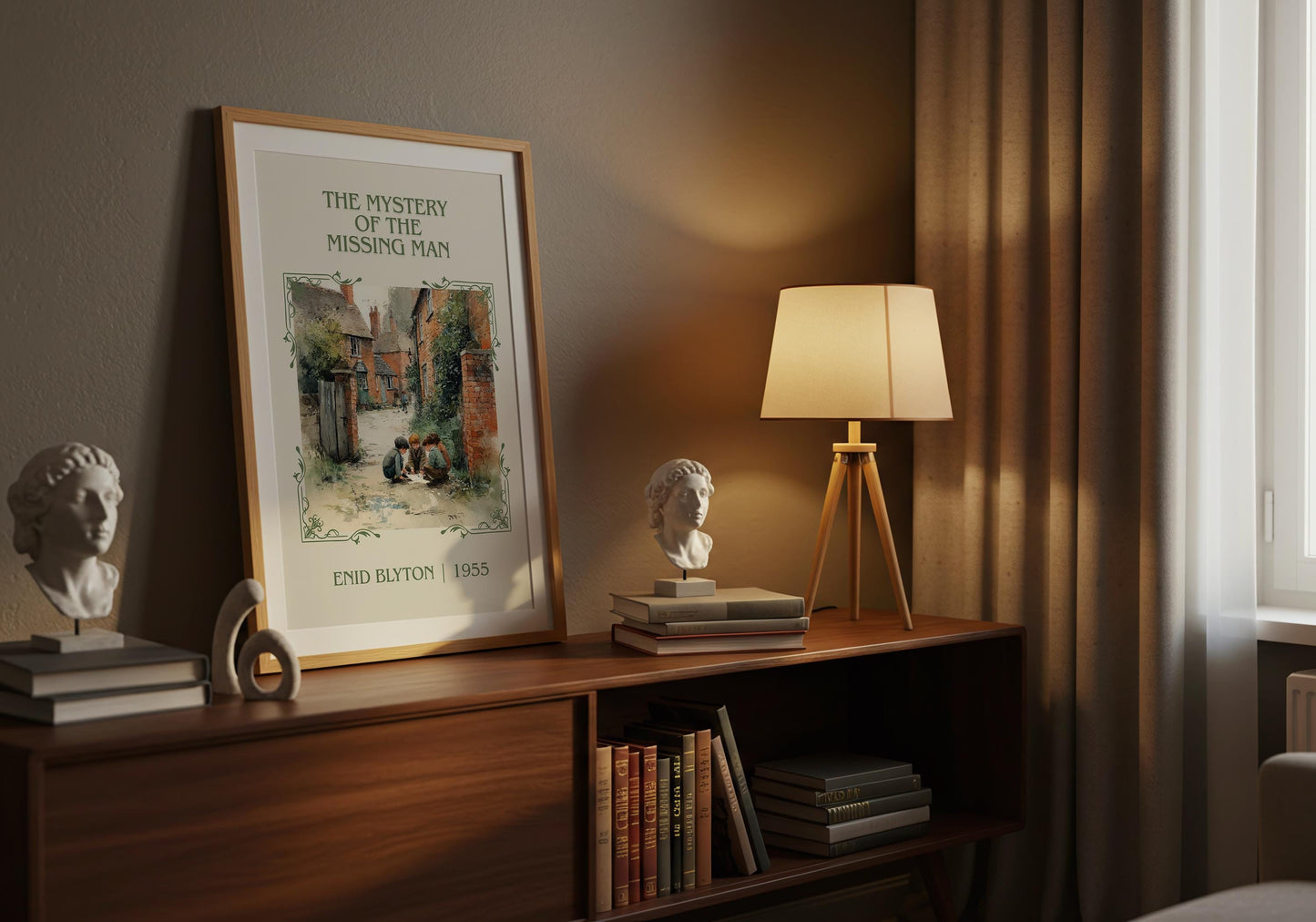 The Mystery Of The Missing Man by Enid Blyton High Quality Poster Print-Free Delivery Wall Art. Author Book Artwork-Minimalist Gift Nook
