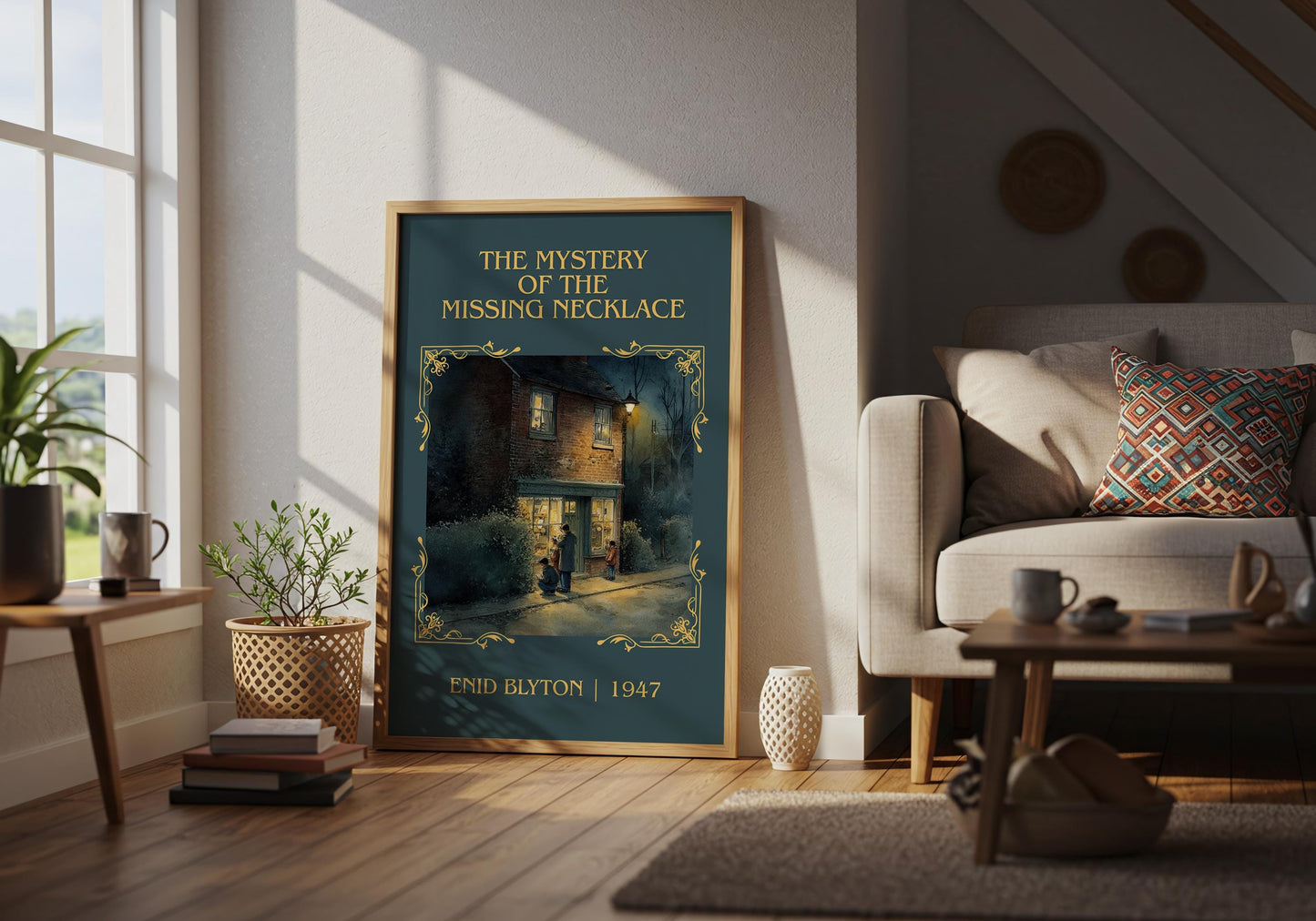 The Mystery Of The Missing Necklace by Enid Blyton Quality Poster Print-Free Delivery Wall Art. Author Book Artwork-Minimalist Gift Nook