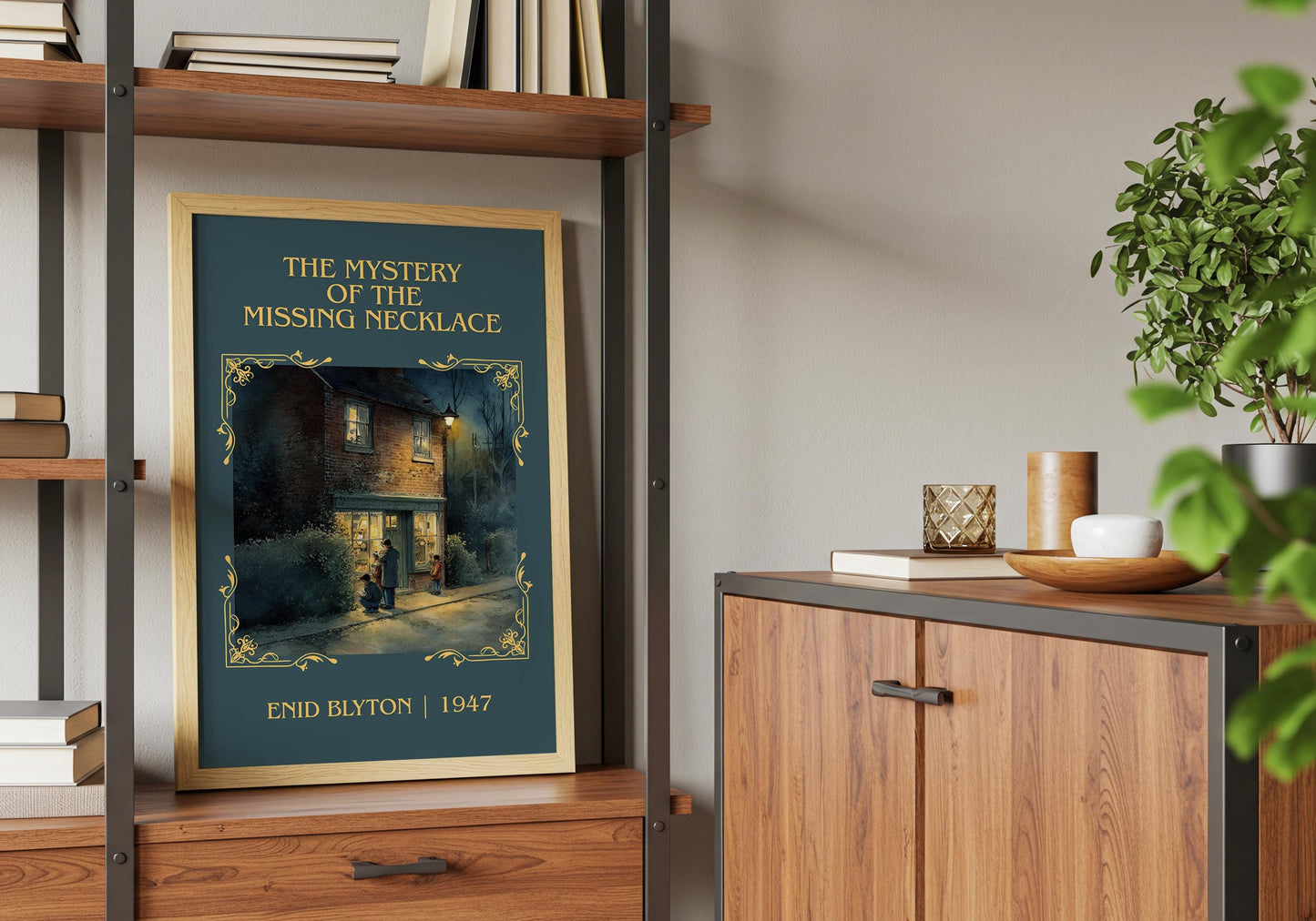 The Mystery Of The Missing Necklace by Enid Blyton Quality Poster Print-Free Delivery Wall Art. Author Book Artwork-Minimalist Gift Nook